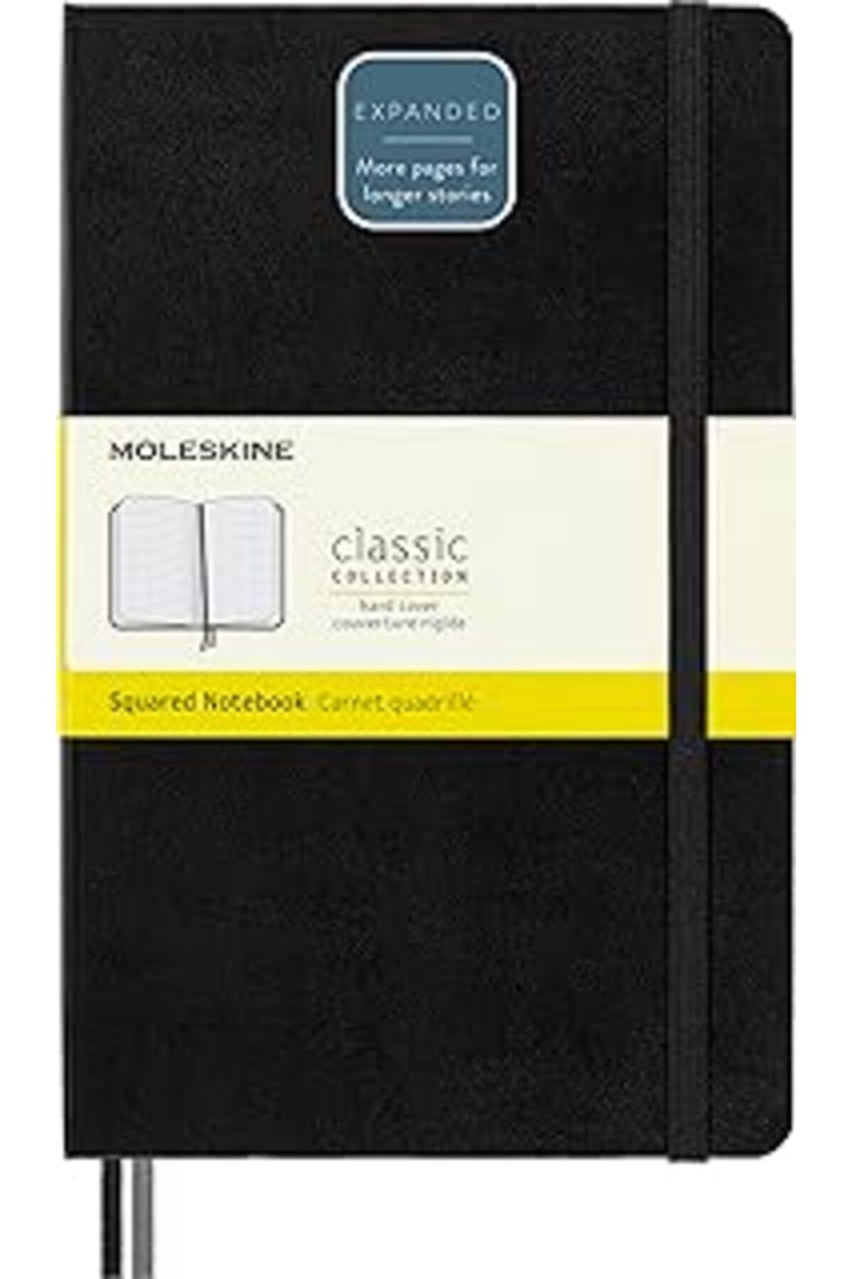 ASİTAN Moleskine Kareli Kalın Siyah Defter L Boy Sert Kapak (Expanded)
