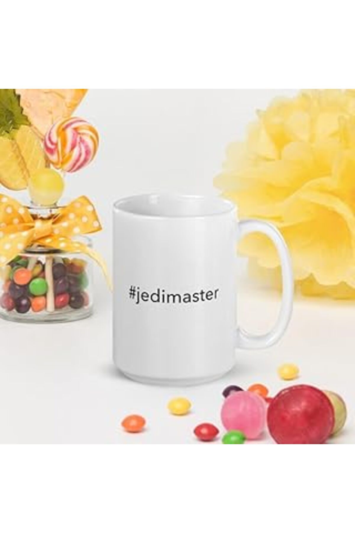 ASİTAN Print Dore Etiket Hashtag Jedimaster - #Jedimaster - Beyaz Parlak Kupa - İngilizce Kahve Kupa