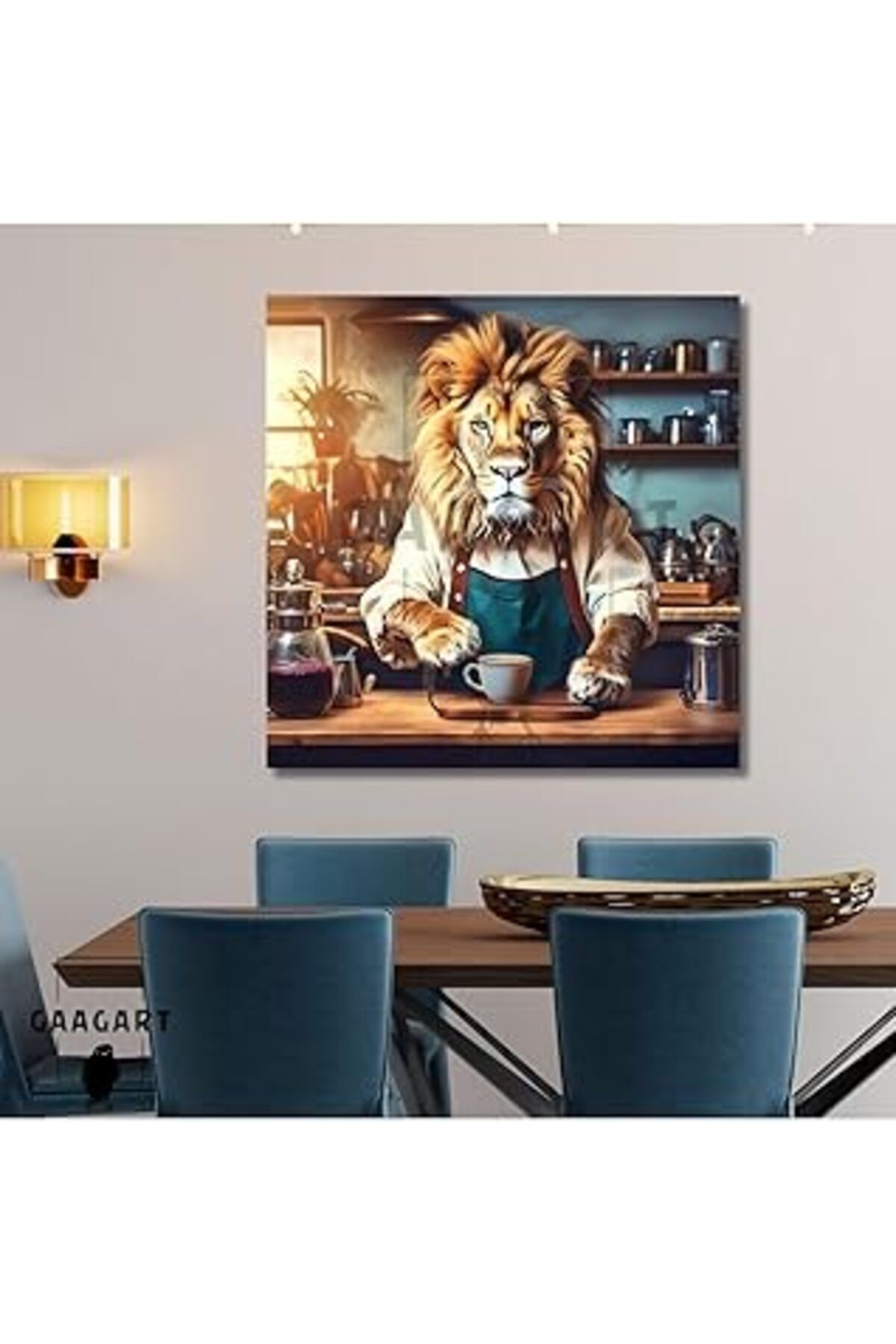 Pazarcan Gaagart Kanvas Kahve Köşesi Cafe Tablosu Barista Yeleli Aslan, 50 X 50