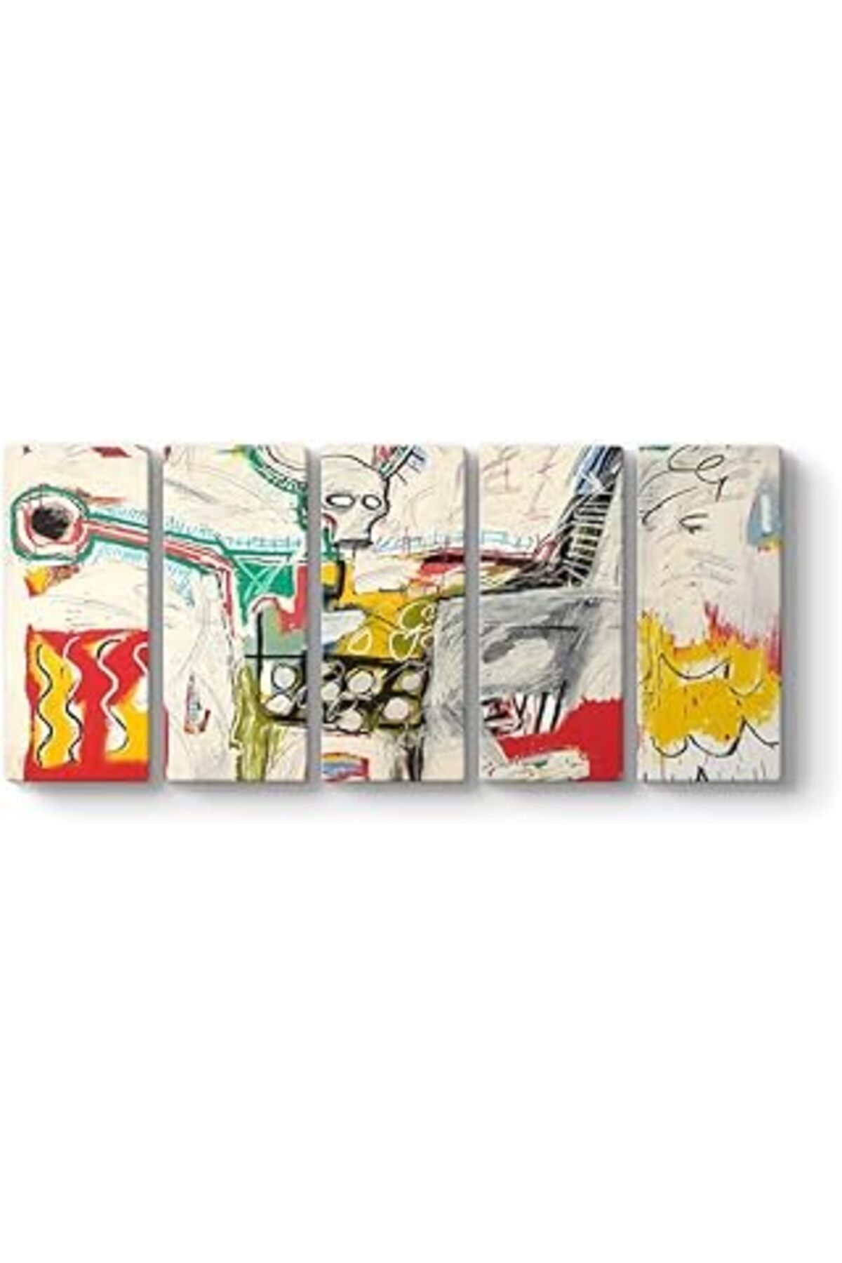 Mu Art Ahşap Jean-Michel Basquiat - Untitled 1982 Tablosu 162 X 70-5 Parçalı
