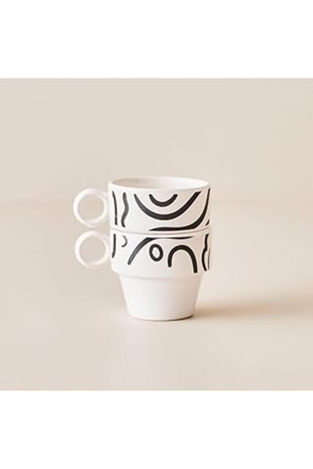 Pazarcan Bella Maison Abstract Espresso 2'Li Set Siyah (105 Cc)