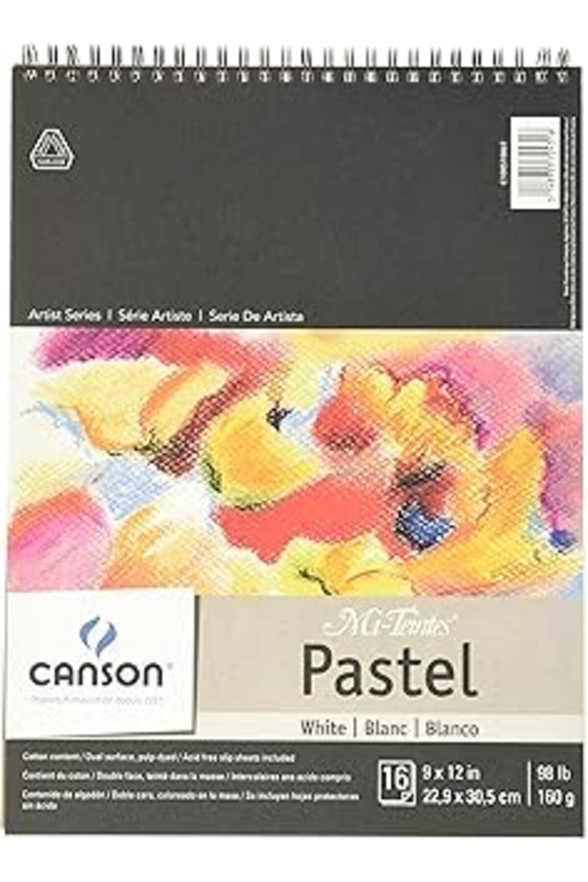 Pazarcan Mi-Teintes Pastel Paper Pad, White With Glassine, Dual Sided Light And Heavy Texture, Top Wire Boun