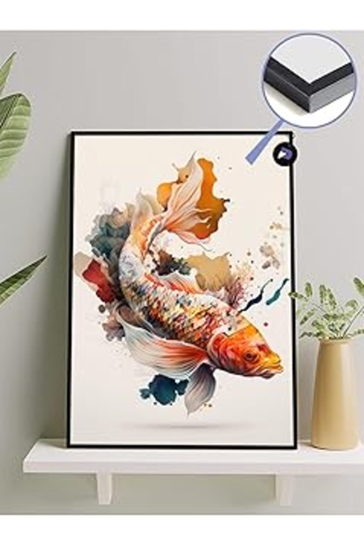 NETWORK ART Postermanya (Pster2024) Koi Japon Balığı Hayvan Çerçeveli Tablo - Çerçeveli Poster 21 X 30
