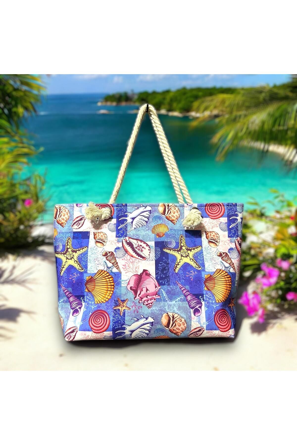 glorybag Yazlık Plaj ve Deniz Çantası Desenli Oxford Kumaş