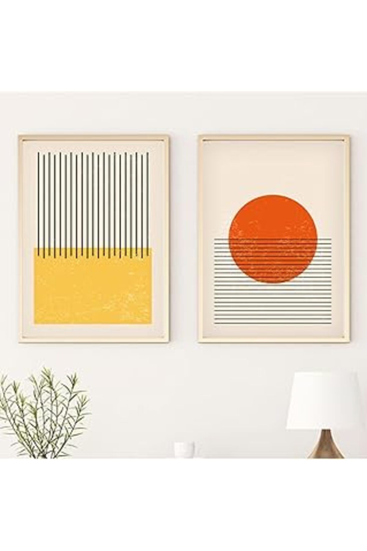Pazarcan Huhuli Ahşap Çerçeveli Modern Tablo Seti Huhu13 50 X 70 2P50X70D00013