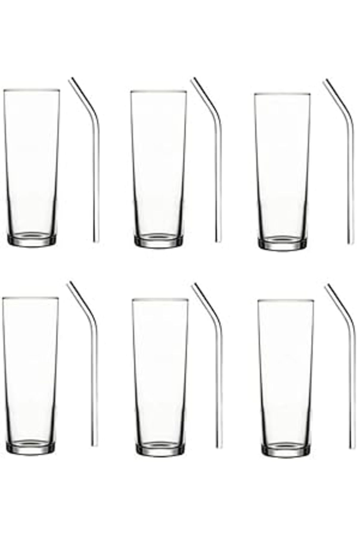 ASİTAN Paşabahçe Cam Pipetli Votka Limonata Bardağı Meşrubat Bardak Seti 12 Parça