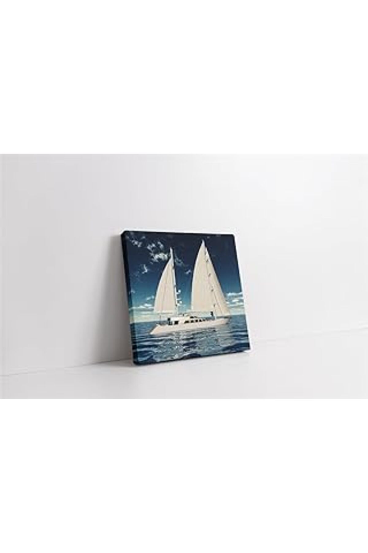 Pazarcan Tablosan Sakin Denizde Yelkenli Kanvas Tablo 40X40 Cm Ka01025