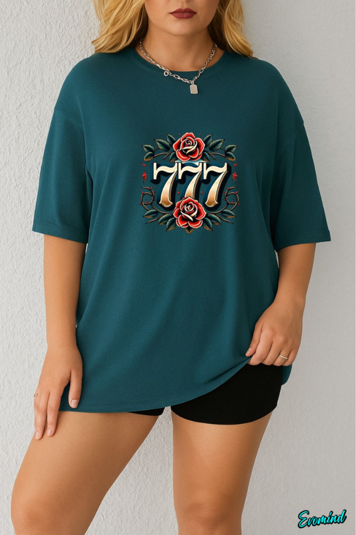 Evomind Büyük Beden 777 Baskılı T-shirt