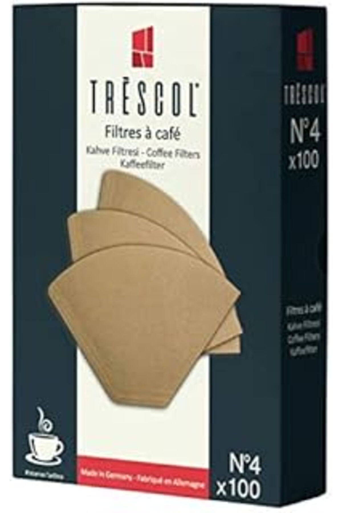 Mu Art Ahşap Trescol Kahve Filtresi, Naturel Kağıt, 4 Numara, Büyük Boy, 100'Lü Paket