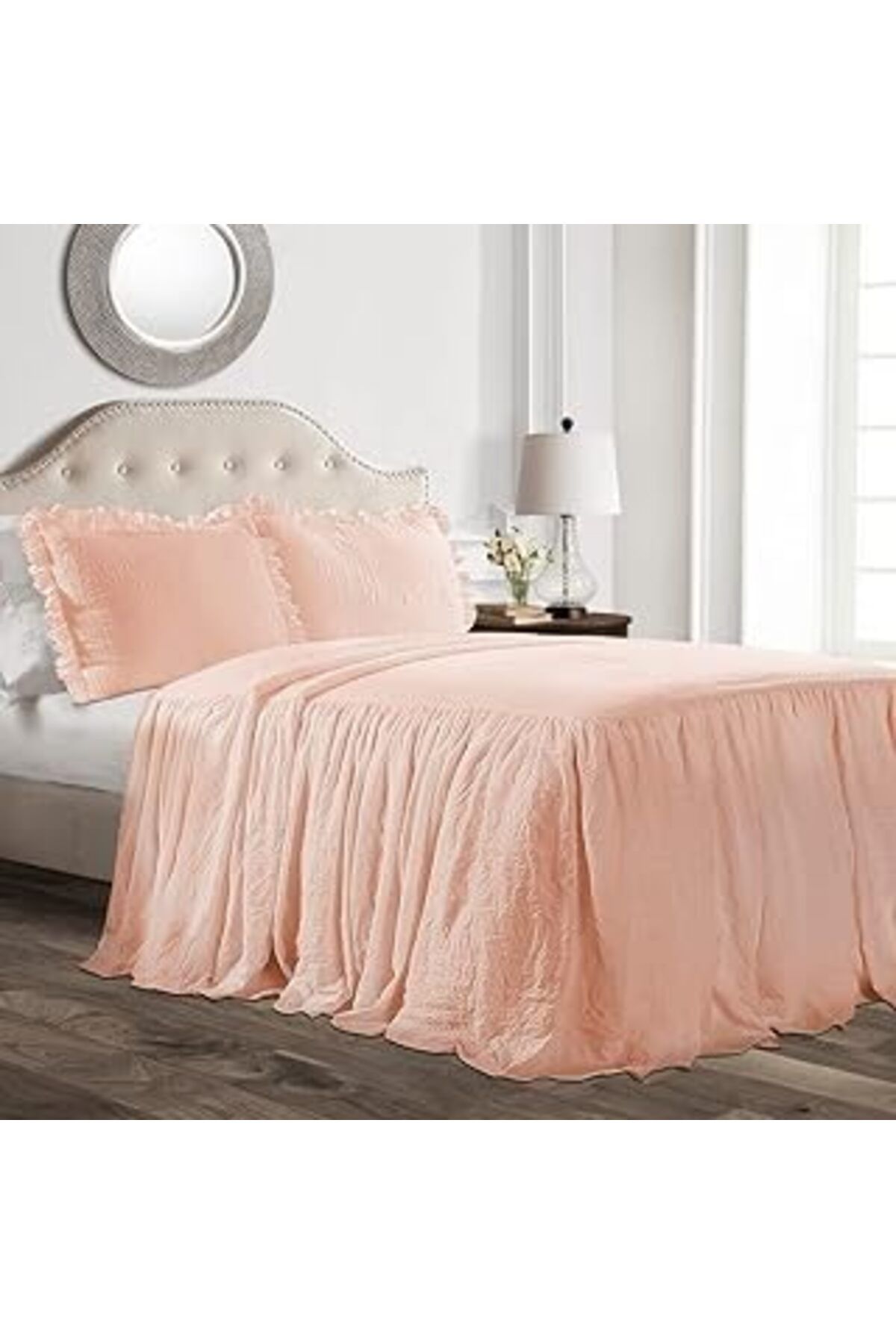 Qedii Lush Decor Fırfırlı Etek Yatak Örtüsü Seti - 2 Parça Lüks Çiftlik Evi Nevresim Takımı - Zarif, Büyü