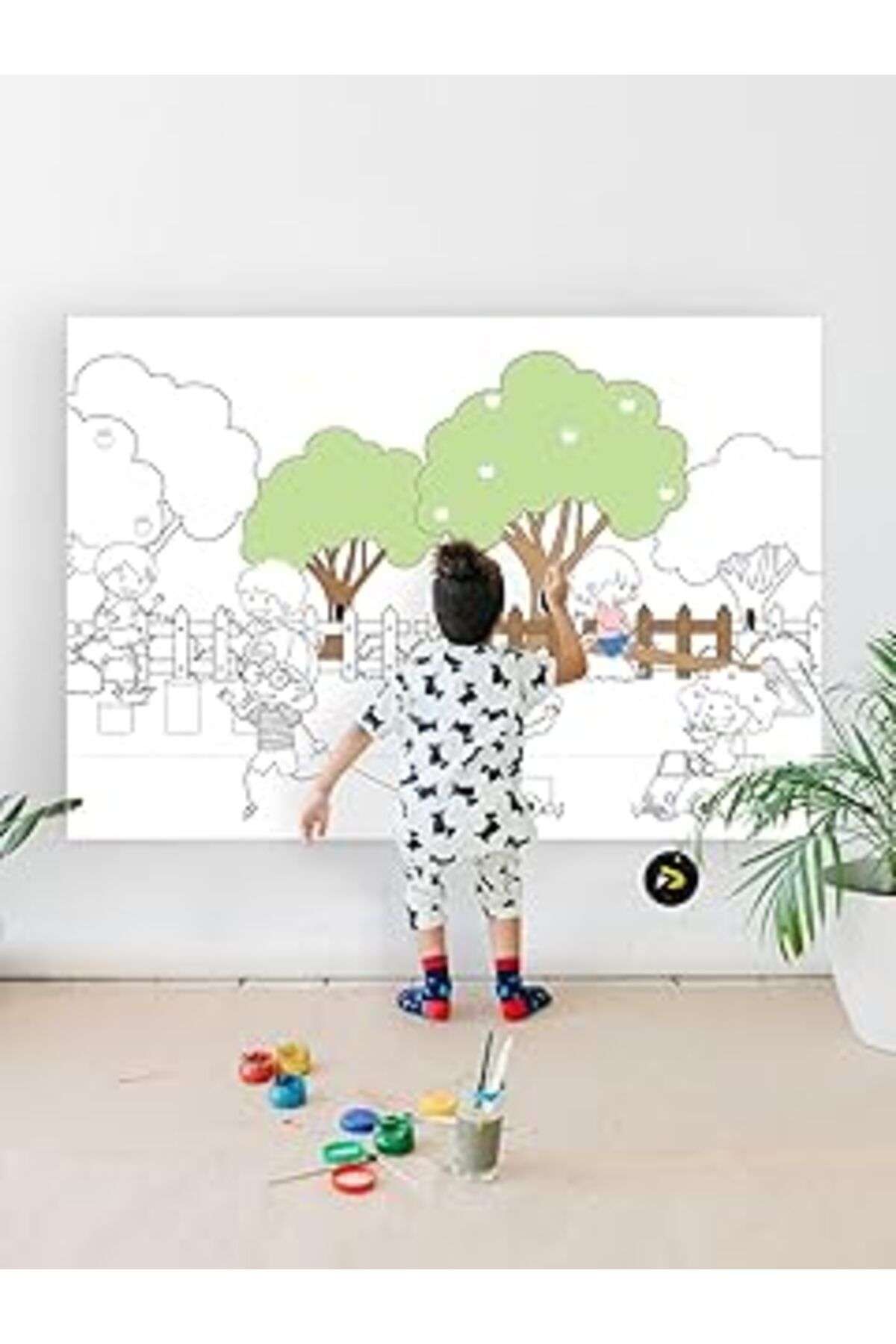 Mu Art Ahşap Çocuk Parkı Eğitici Dev Boyama Kağıdı, Çocuklar İçin Aktivite Boyama Rulosu (90X130Cm)