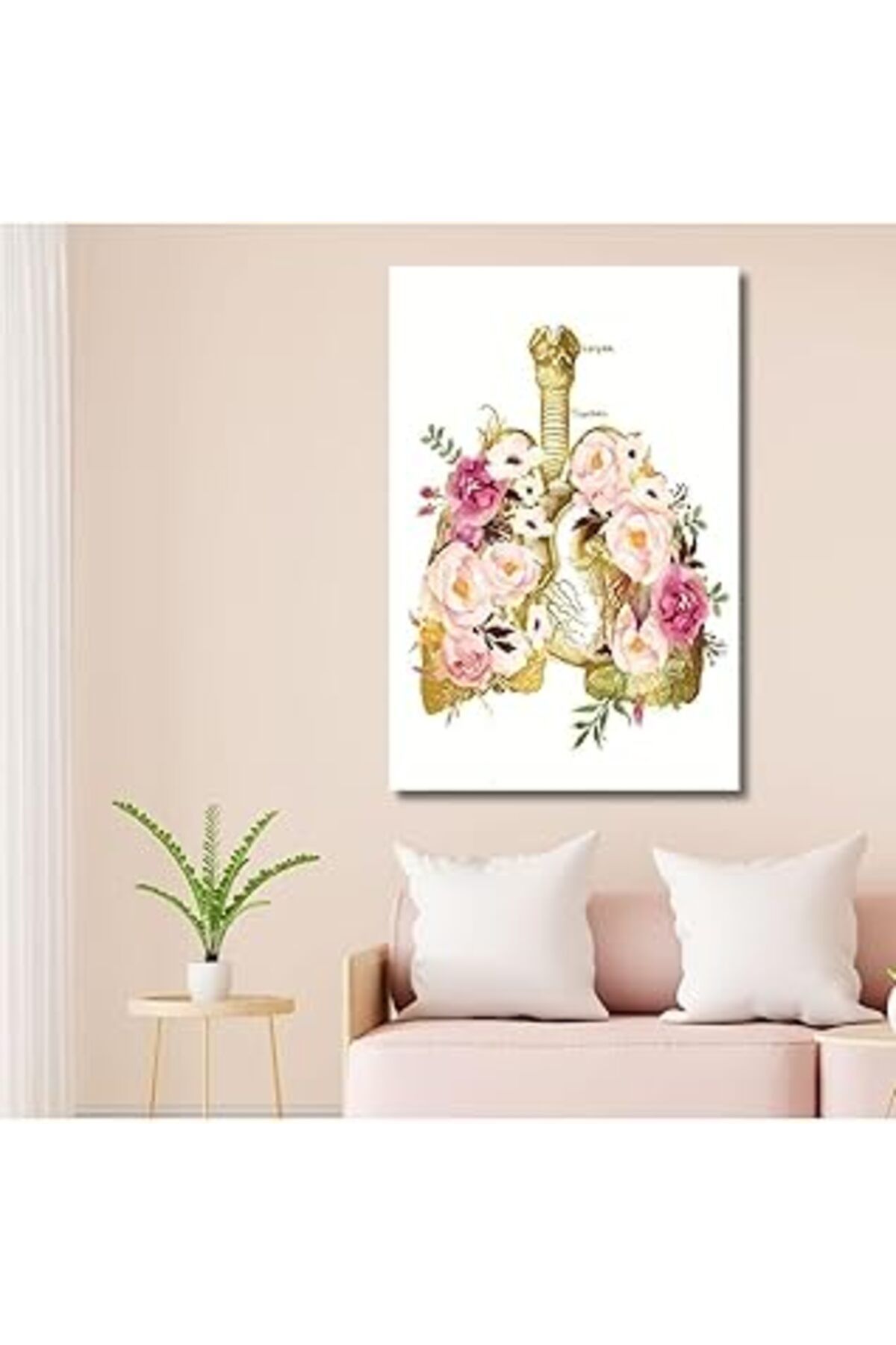 Mu Art Ahşap Gaagart Tekli Dikey Kanvas Poliklinik Tablosu Çiçekli Akciğer Tasarımı, 60 X 90