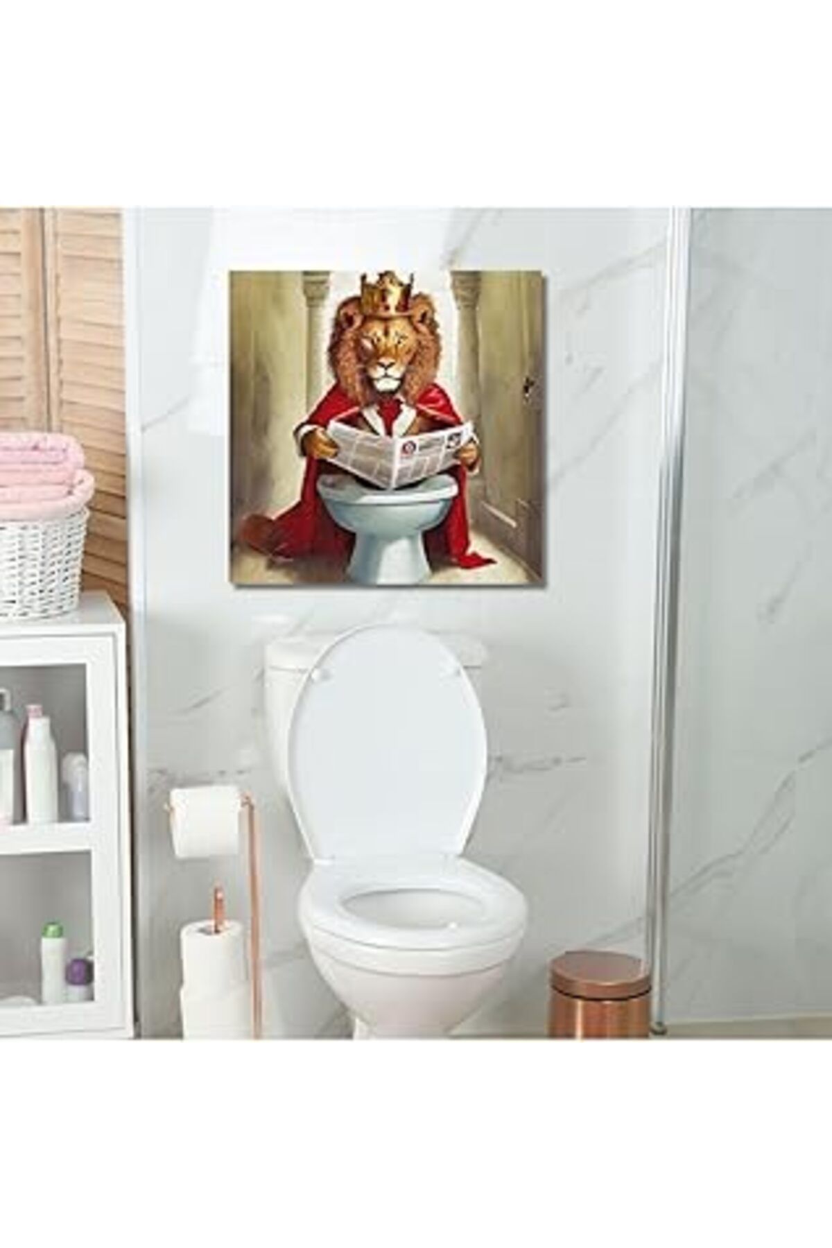 NETWORK ART Gaagart Tekli Kare Kanvas Banyo Tablosu Gazete Okuyan Kral Aslan 50 X 50 Gartnm8354