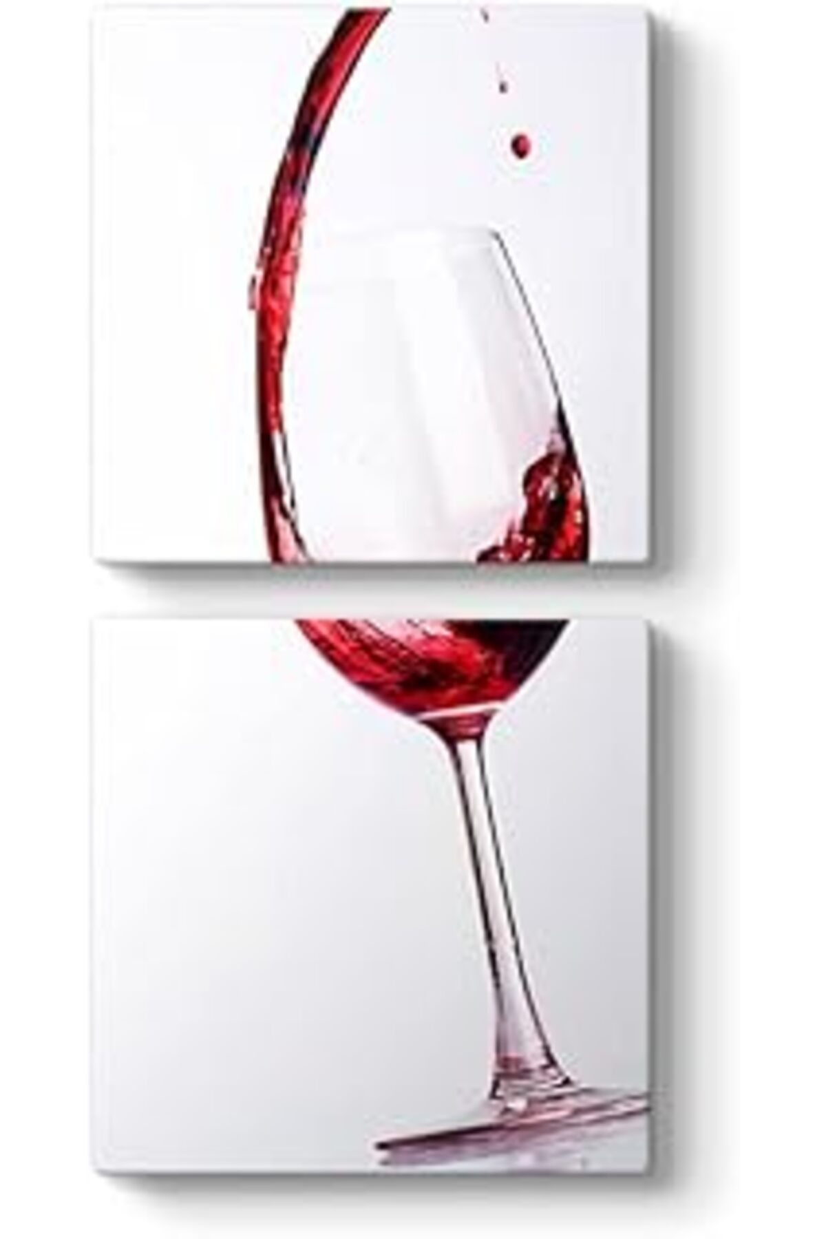 Mu Art Ahşap Tabloshop Kırmızı Şarap Ve Kadeh Tablo 30 X 63-2 Parçalı