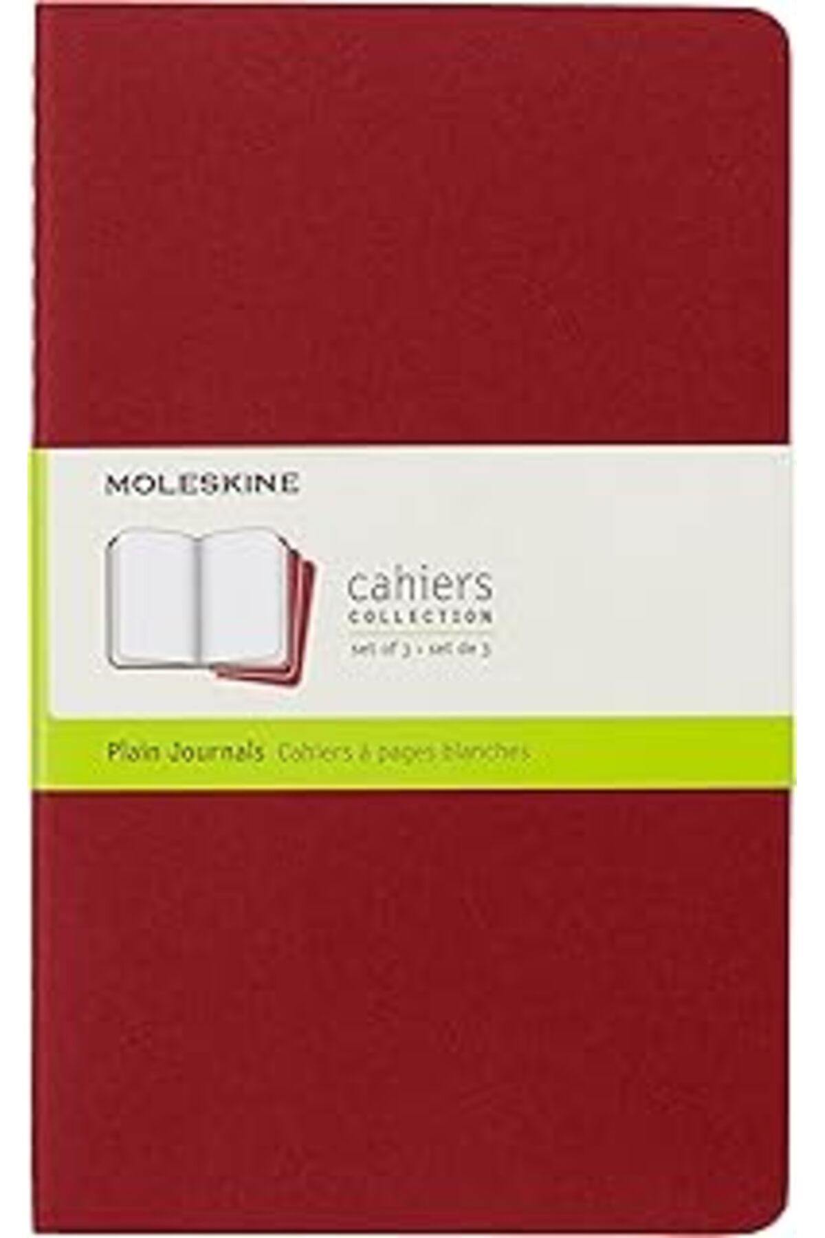 Pazarcan Moleskine Çizgisiz Cahier Not Defteri 3'Lü Set L Boy Yabanmersini Kirmizisi
