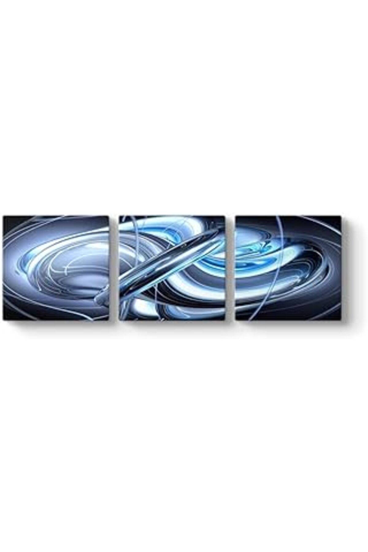 Mu Art Ahşap Tabloshop Soyut Panorama Mavi Tablo 156 X 50-3 Parçalı