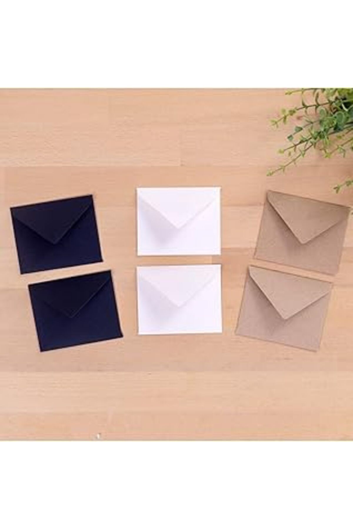 ASİTAN Bimotif Minik Zarf Seti, 7x9 Cm 6 Adet (KRAFT-KREM-SİYAH)