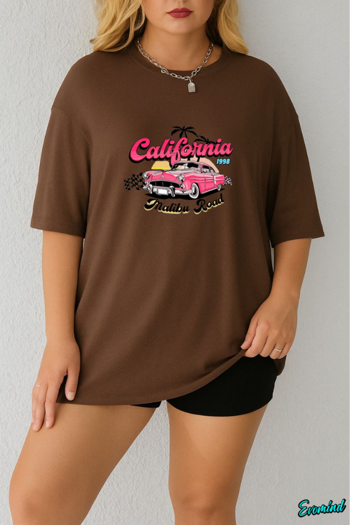 Evomind Büyük Beden California Baskılı T-shirt