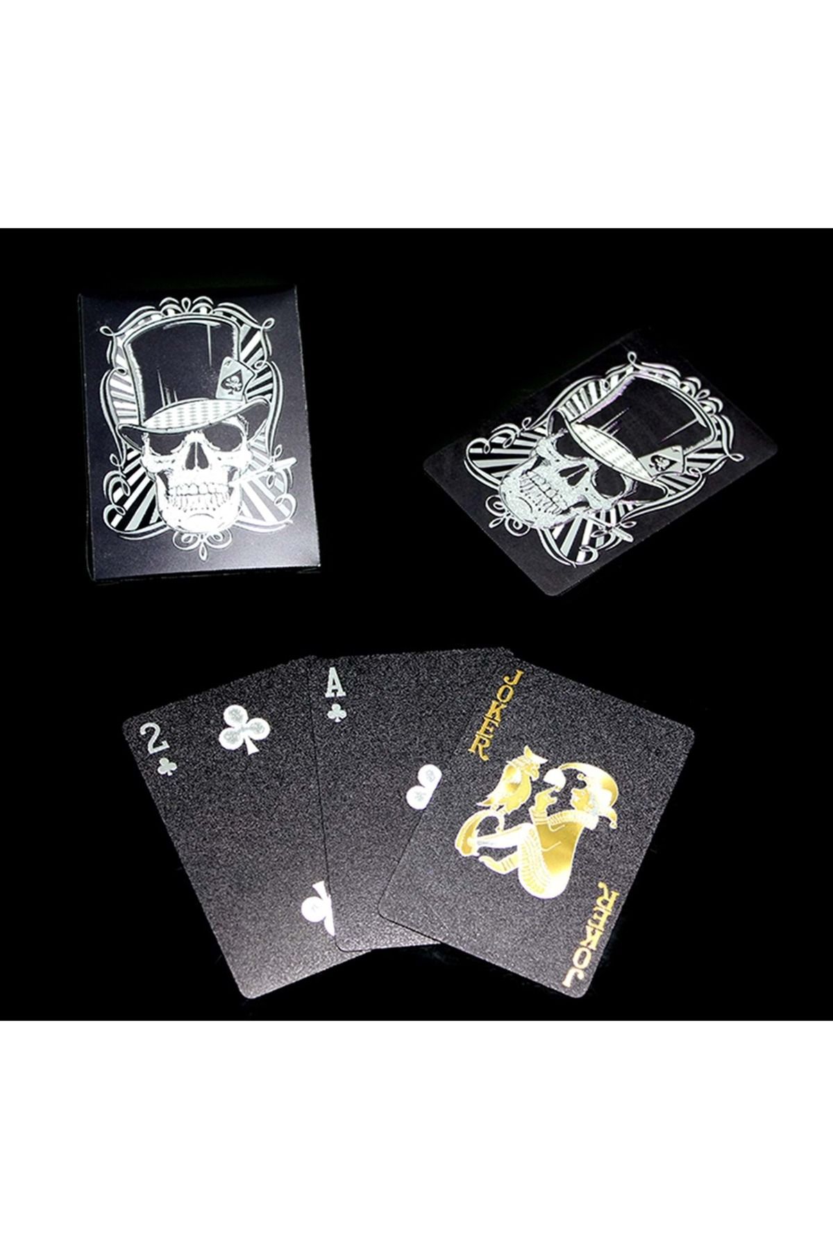 Mersi SHOP “Top Hat Skull” Siyah Oyun Kartları Seti – 9 × 6 × 2 cm