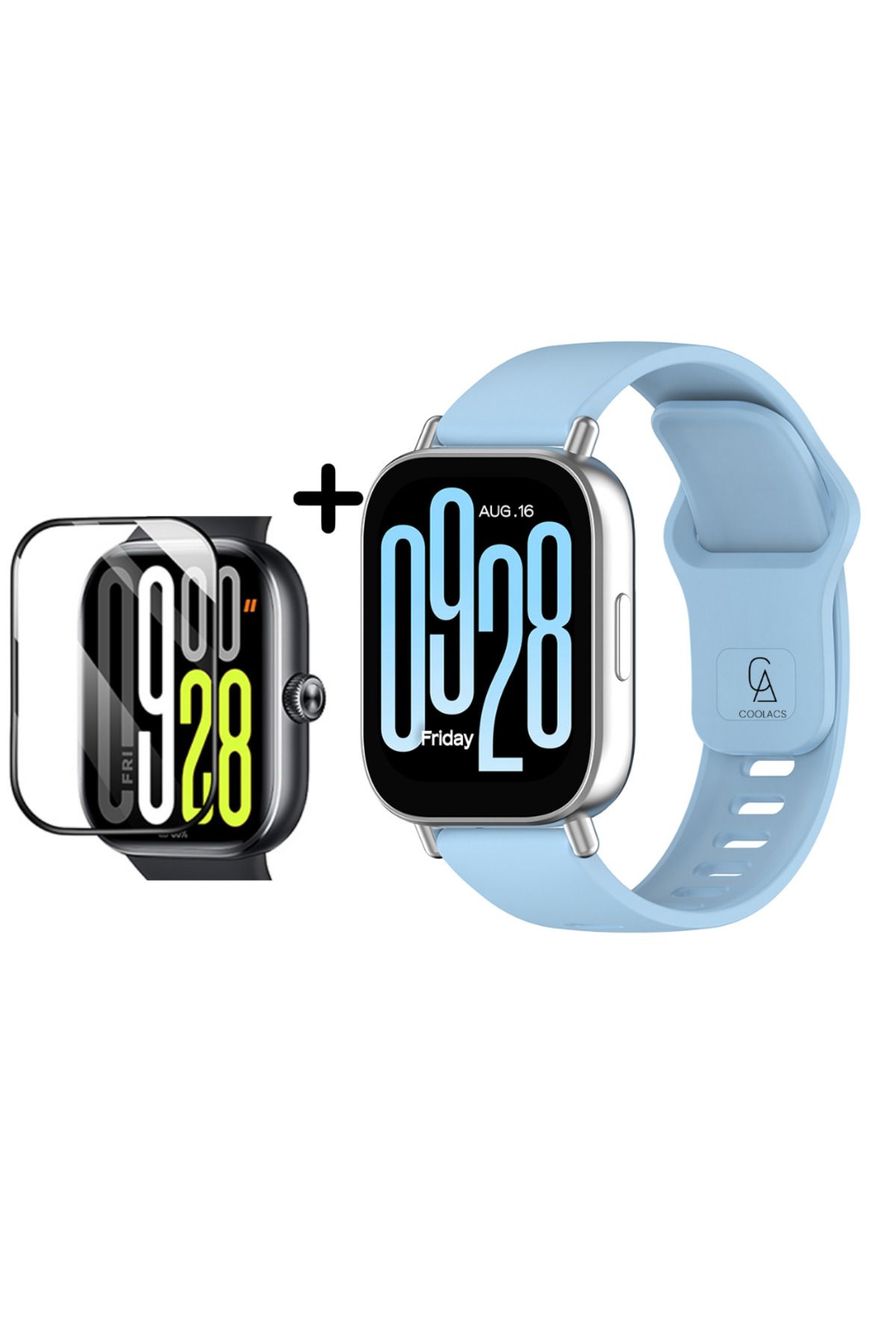 Coolacs Xiaomi Redmi Watch 5 Active Uyumlu Yumuşak Silikon Kordon ve Kavisli Ekran Koruyucu Seti