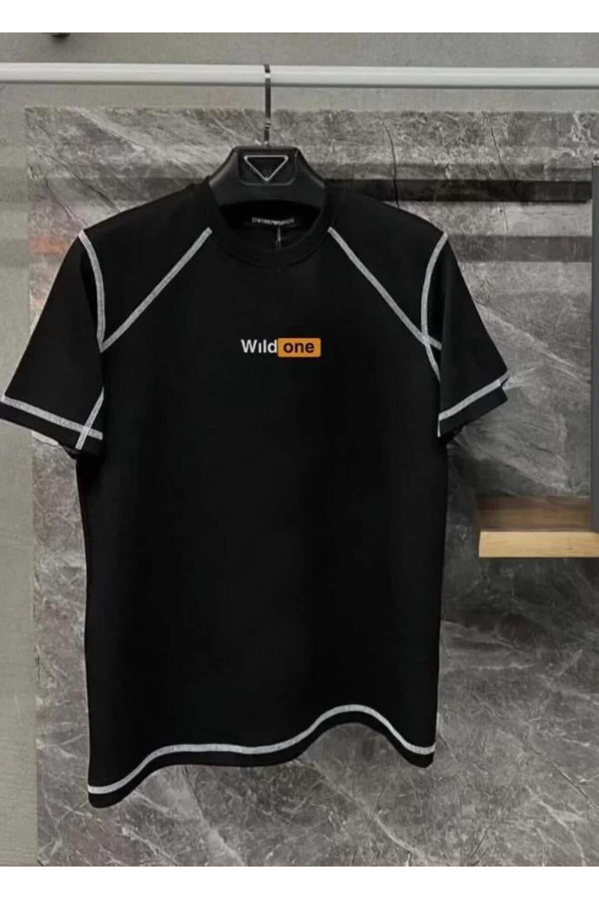 modamtn Unisex Dikişli Baskılı Oversize T-Shirt - Siyah