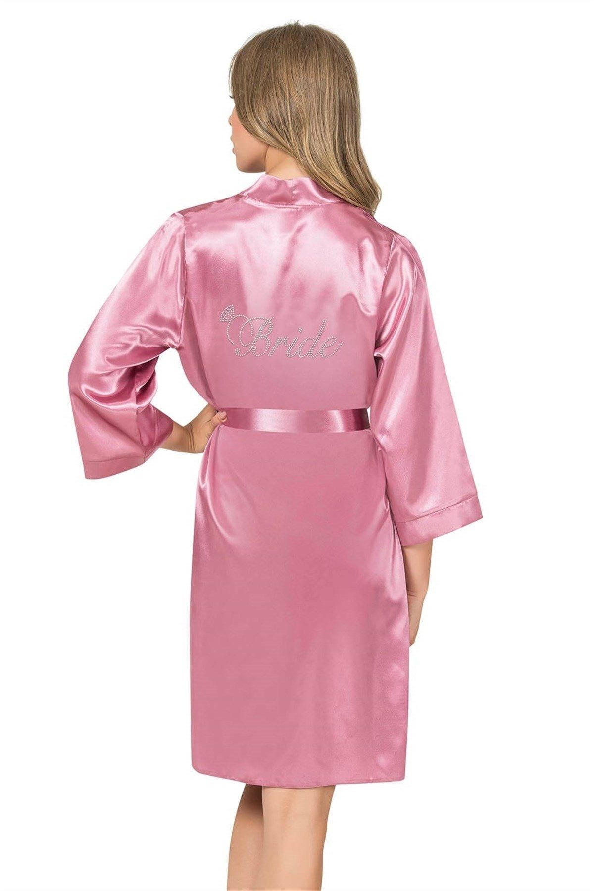 mtm My The Mall Gül Kurusu Kısa Saten Bride Sabahlık