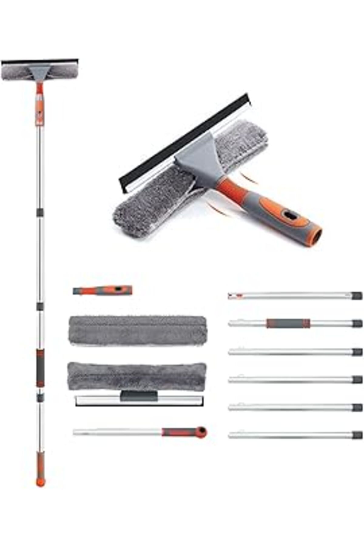 Pazarcan Baban Squeegee Pencere Temizleyici 2'Si 1 Arada Pencere Temizleme Aleti, 1 Dirsek Ve 7 Düz Uzatma D