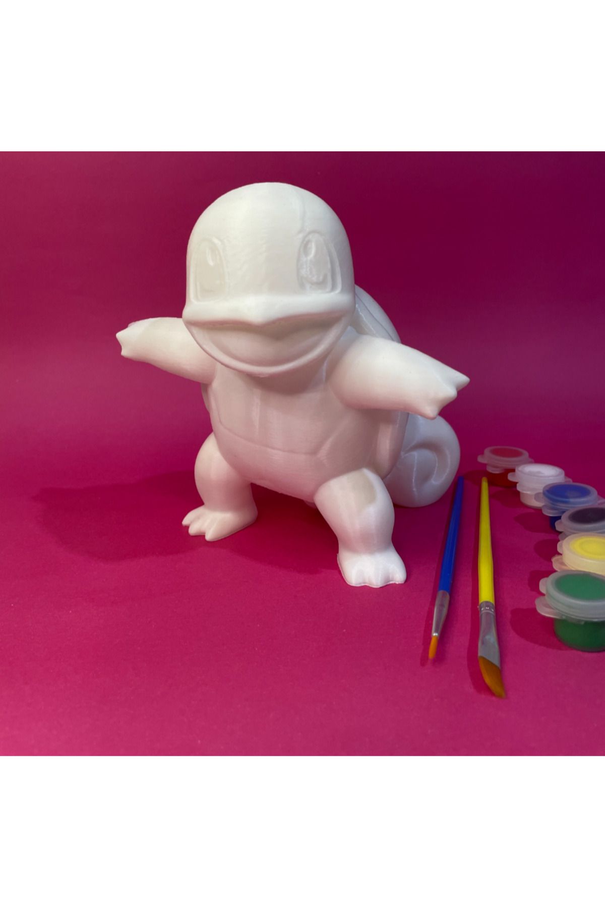 Nobrand Pokemon Squirtle Figür Boyama Seti | 15 Cm | 3d Yazıcı Üretimi 6 Renk Akrilik Boya 2 Fırça