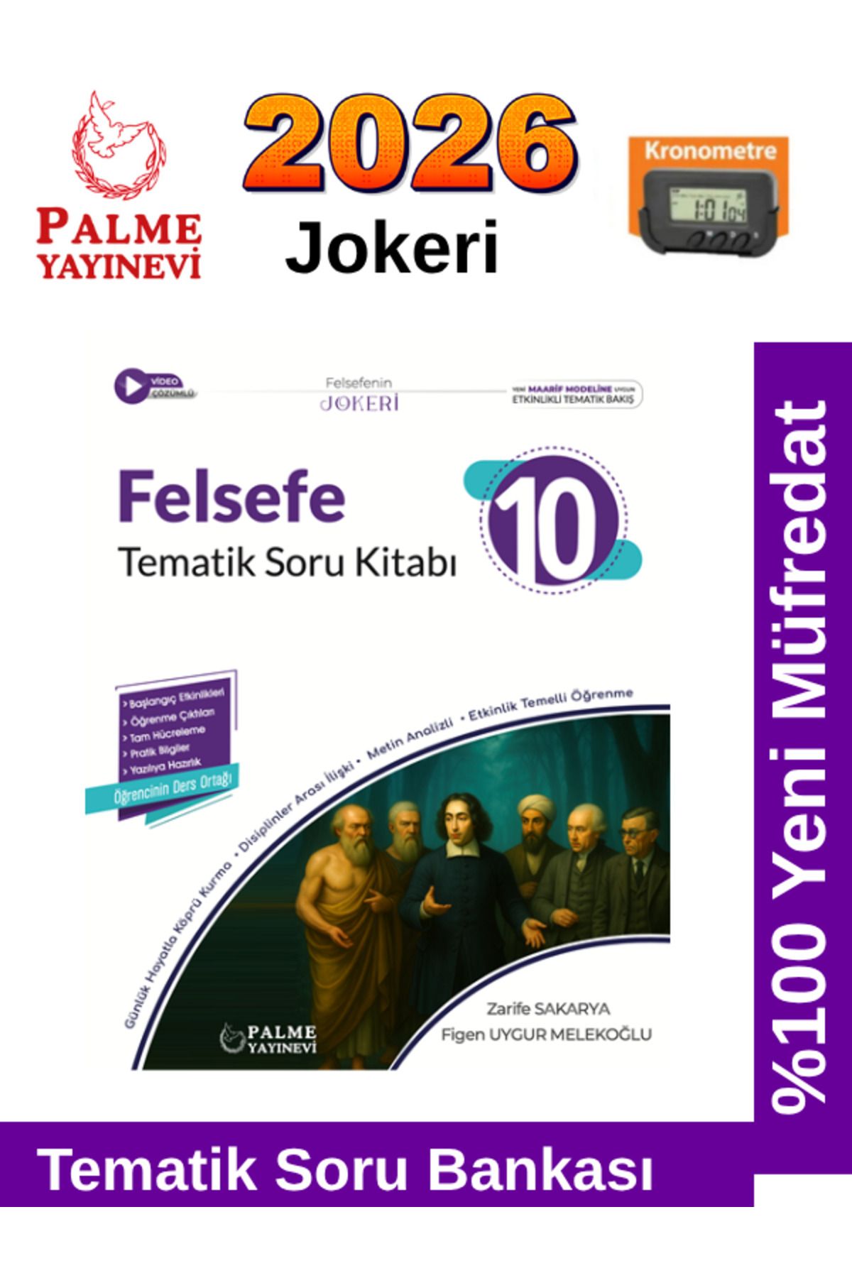 Palme Yayınevi 2026 10.Sınıf Felsefe Jokeri Tematik %100 Yeni Müfredat Soru Bankası+Kronometre