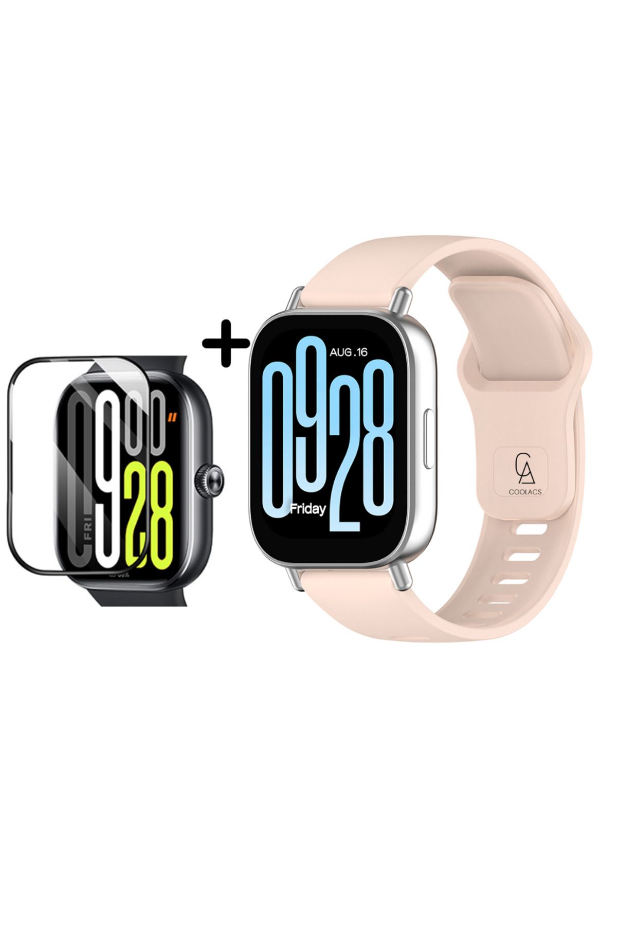 Coolacs Xiaomi Redmi Watch 5 Active Uyumlu Yumuşak Silikon Kordon ve Kavisli Ekran Koruyucu Seti