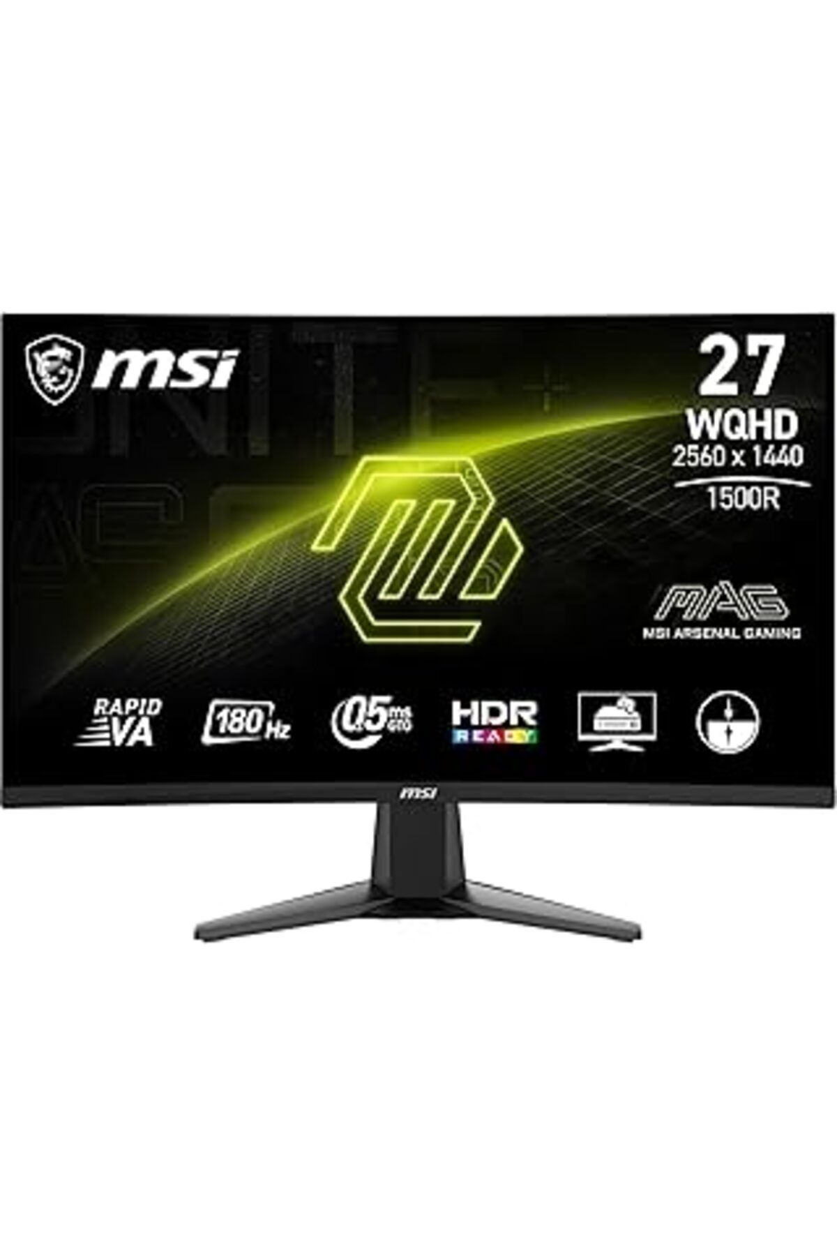 NETWORK ART Msi 27" Mag 27Cq6F Gaming Monitör, Wqhd, 16:9, Curve 1500R, Rapid Va, 180Hz 0.5Ms Gtg Freesync