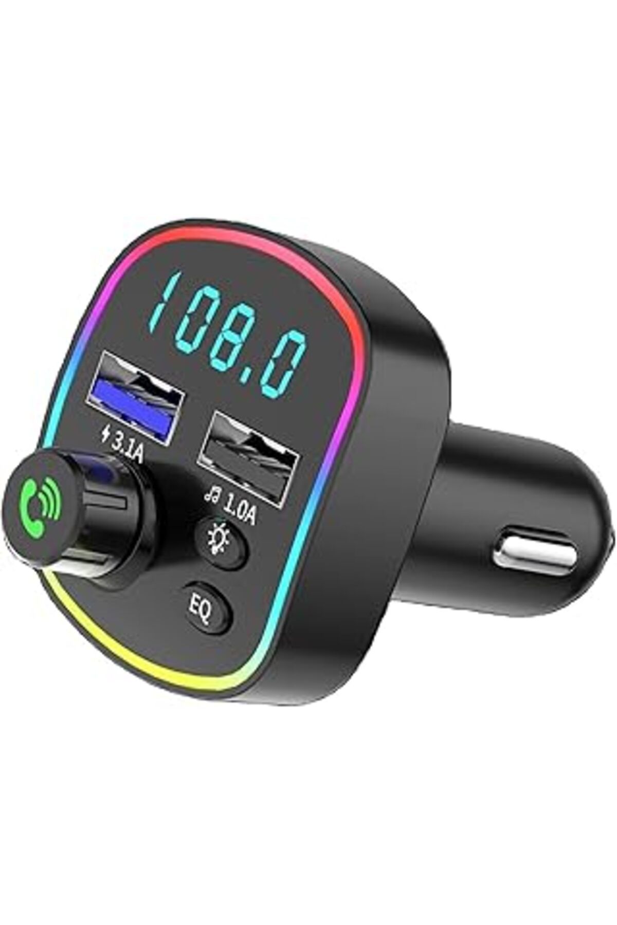 Mu Art Ahşap Ga03 Rgb Renkli Fm Transmitter Mp3 Çalar Bluetooth 5.3 Çakmaklık Hızlı Şarj Aleti (Rgb Led Işıklı B