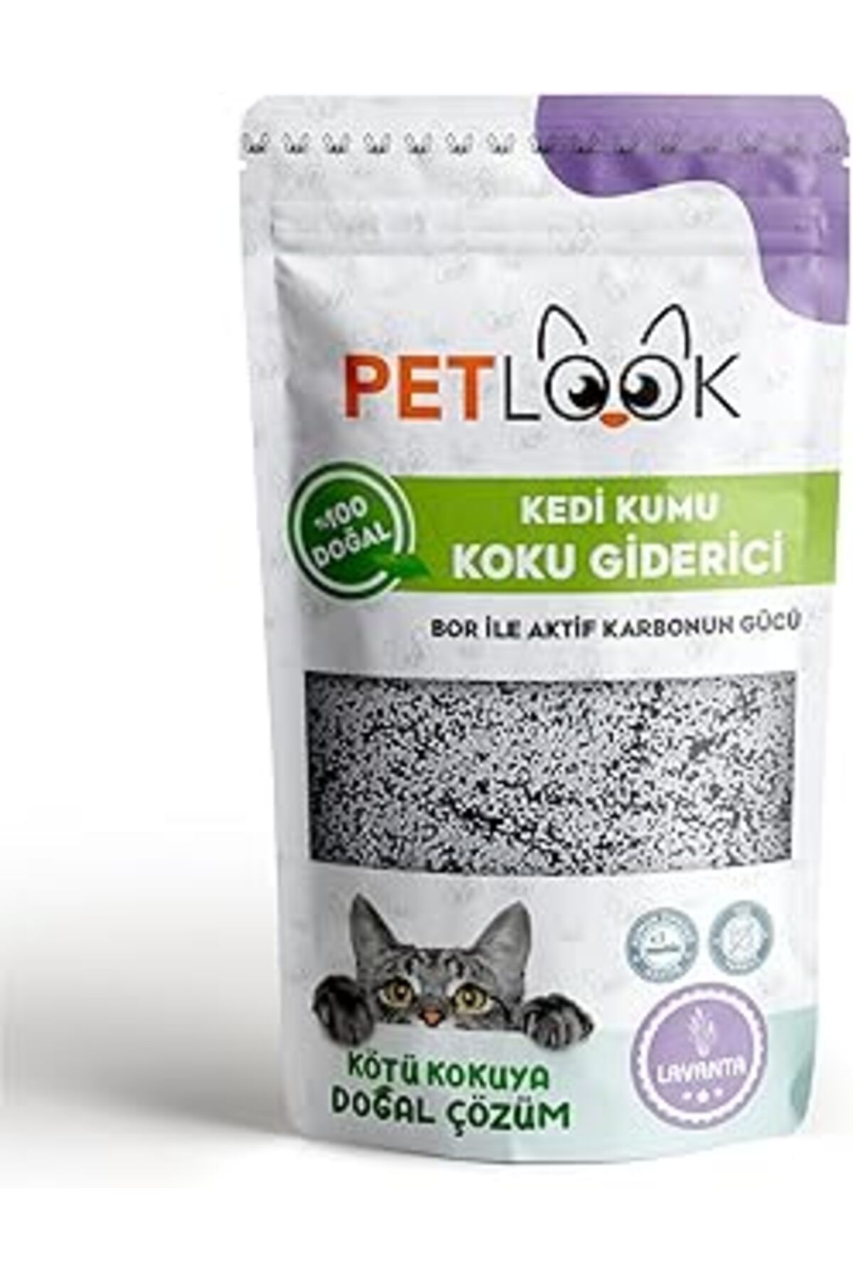 Mu Art Ahşap Petlook Kedi Kumu Koku Giderici Aktif Karbon Katkılı Kokusuz 300 Gr (Lavanta)
