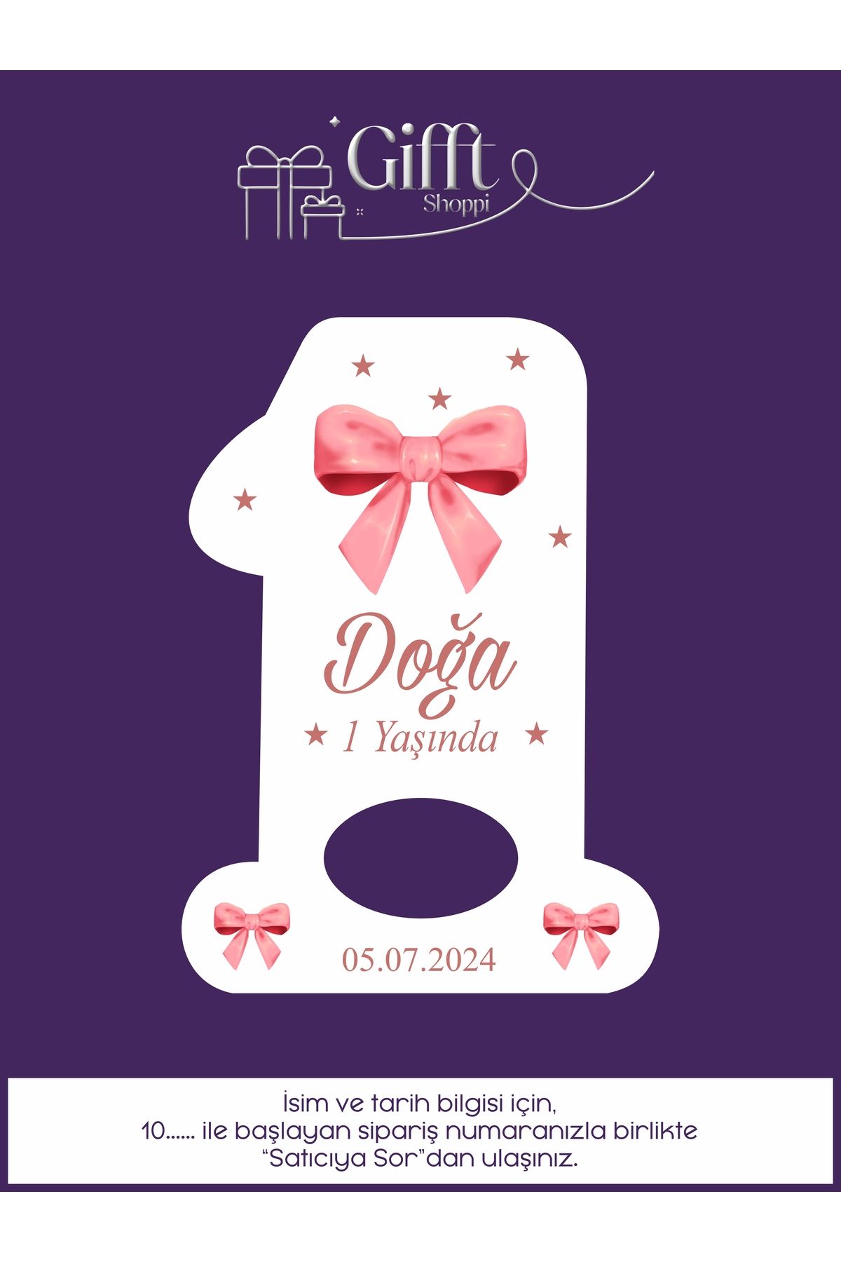 giftshoppi Kurdele, Fiyonk Temalı 1 Rakam açacak yenidoğan doğum günü magnet hediyelikleri 10 adet