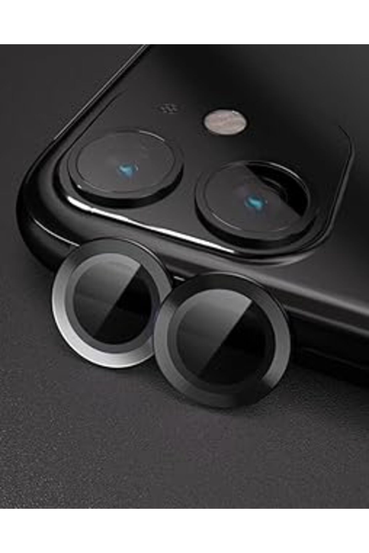 NETWORK ART Victornepos İphone 11/12 / 12 Mini Kamera Metal Lens Koruyucu Siyah