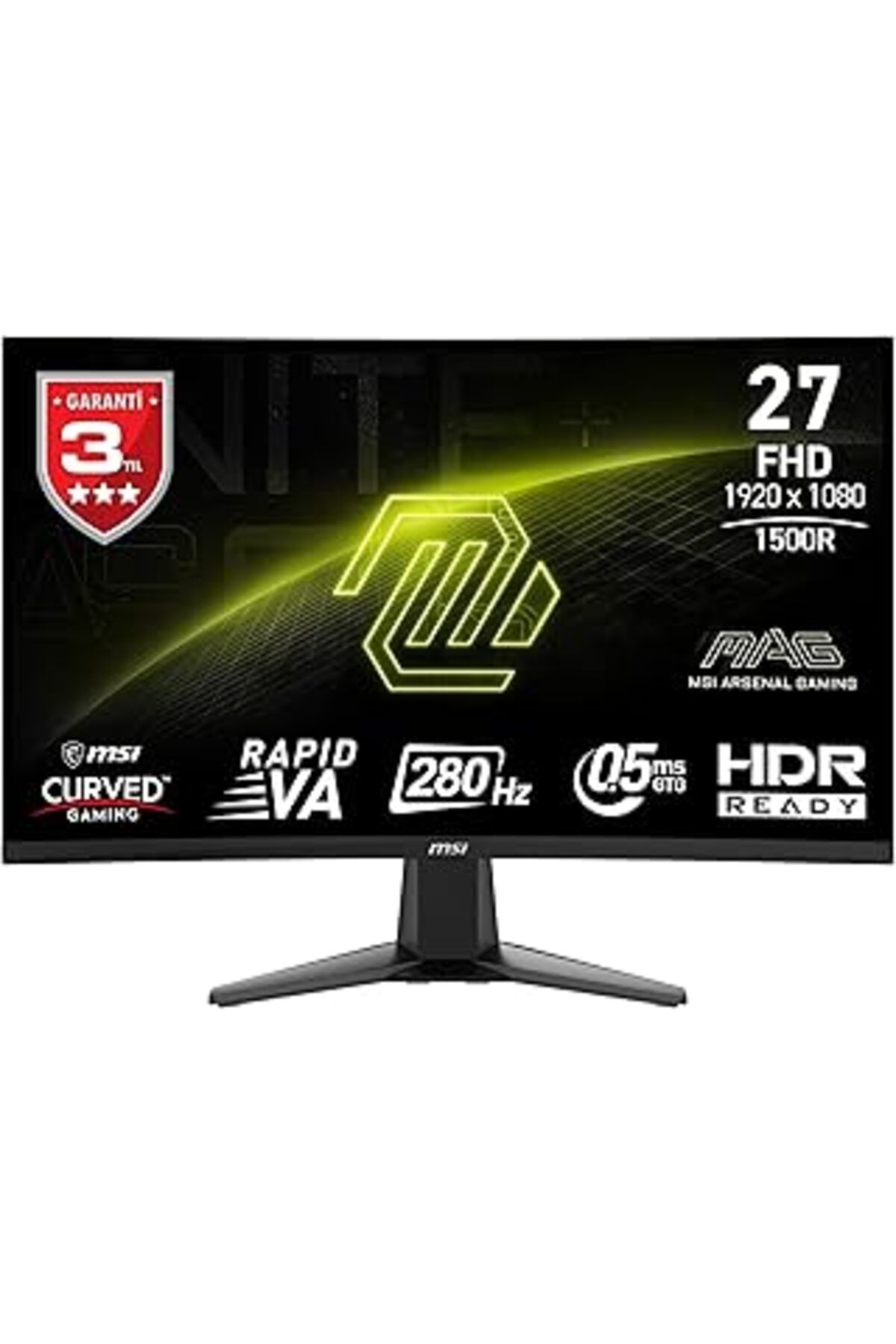 NETWORK ART Msi 27" Mag 276Cxf Gaming Monitör, Fhd, Curve 1500R Rapid Va, 280Hz, 0.5Ms (Gtg), Adaptive-Sync, Si