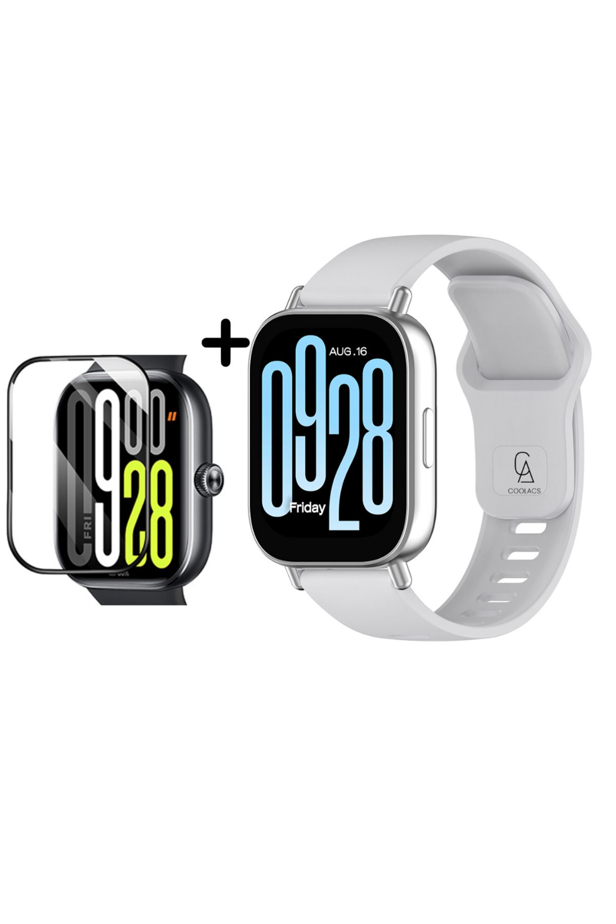 Coolacs Xiaomi Redmi Watch 5 Active Uyumlu Yumuşak Silikon Kordon ve Kavisli Ekran Koruyucu Seti