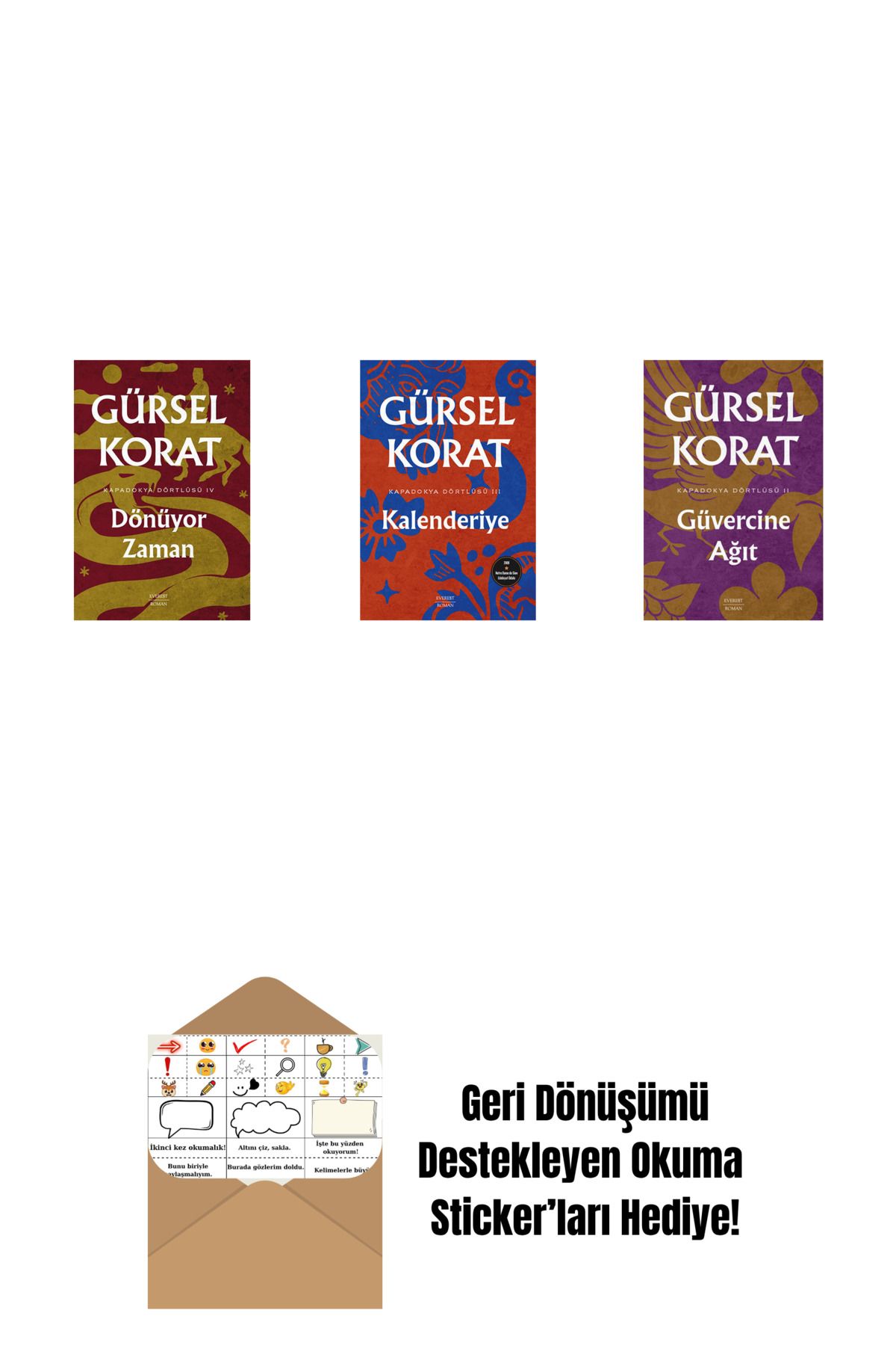 Everest Yayınları Dönüyor Zaman + Kalenderiye + Güvercine Ağıt + Okuma Sticker'ları