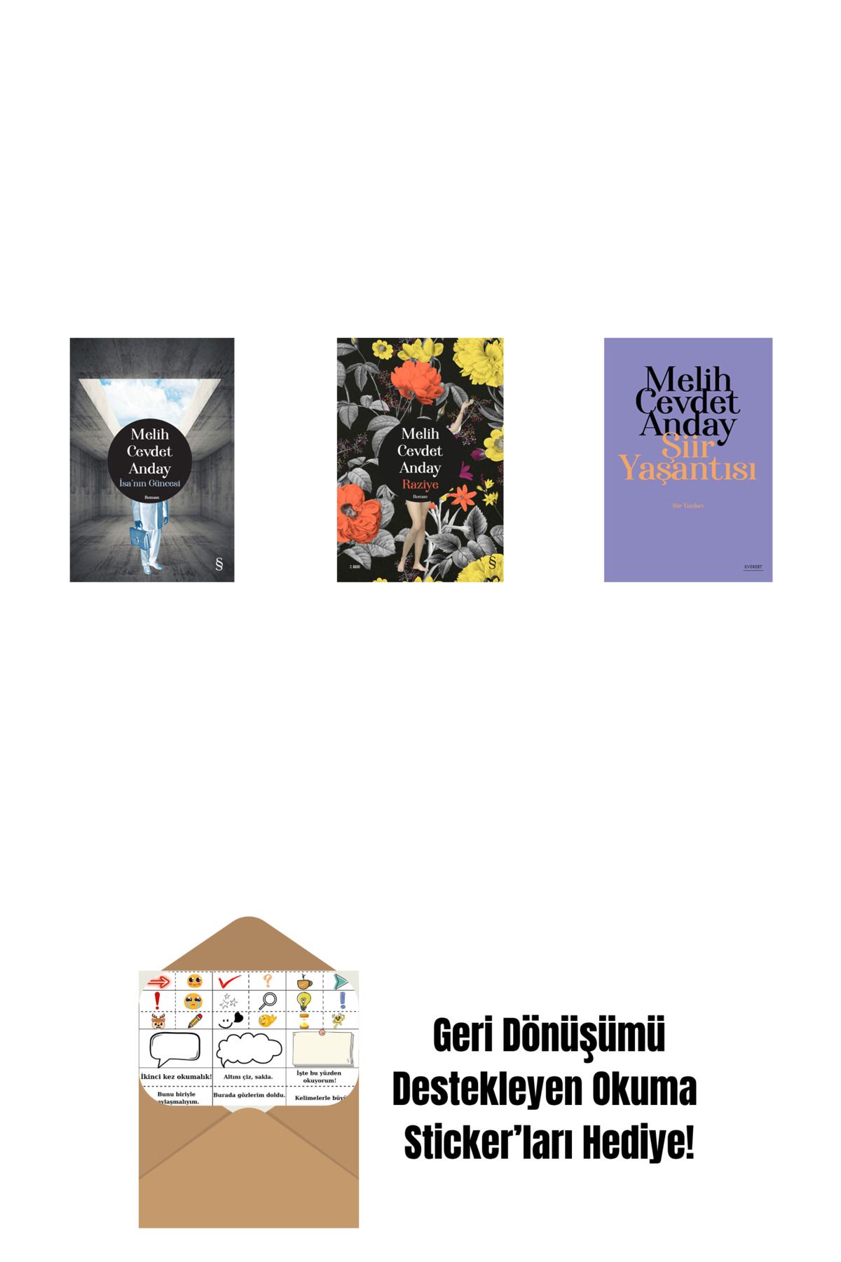 Everest Yayınları İsa’nın Güncesi (Ciltli) + Raziye (Ciltli) + Şiir Yaşantısı - Şiir Yazıları + Okuma Sticker'ları