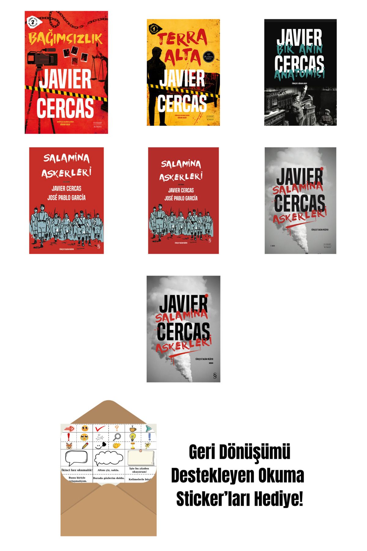 Everest Yayınları Javier Cercas 7 Kitap Set + Okuma Sticker'ları
