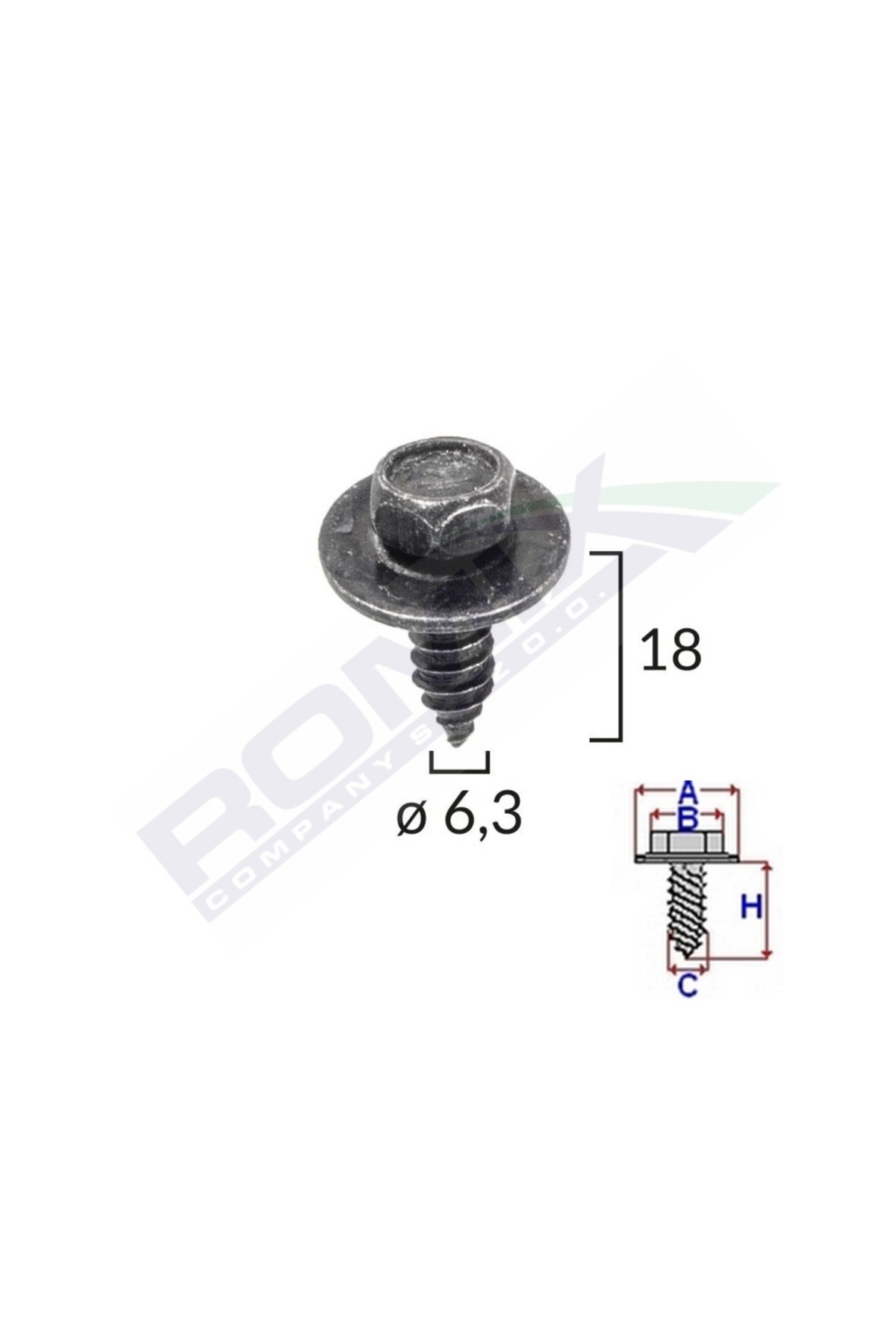 ROMİX-Surub Cu Cap Hexagonal Cu Diametru 6.2 Mm Set 10 Buc 1