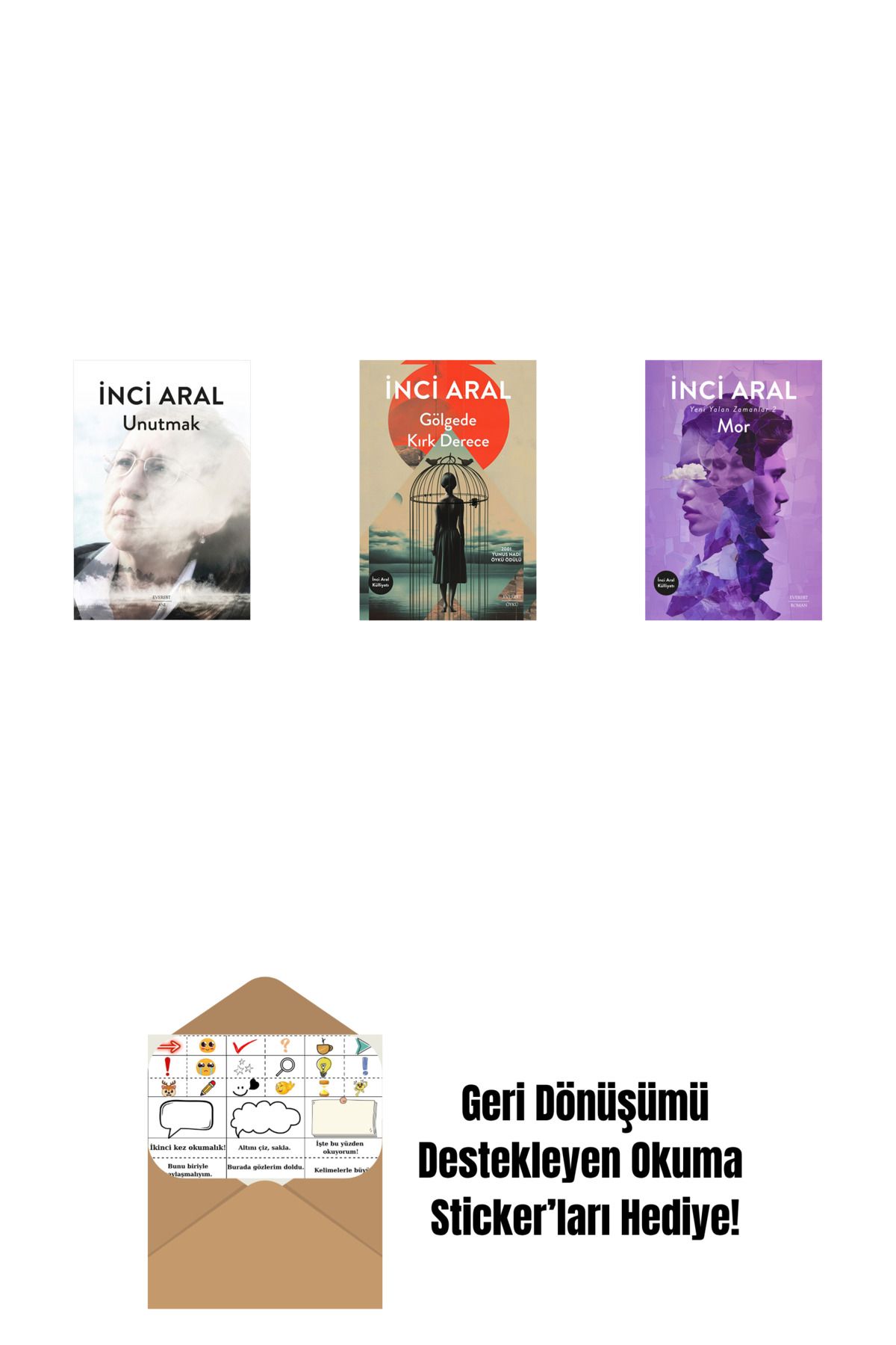 Everest Yayınları Unutmak + Gölgede Kırk Derece + Mor + Okuma Sticker'ları