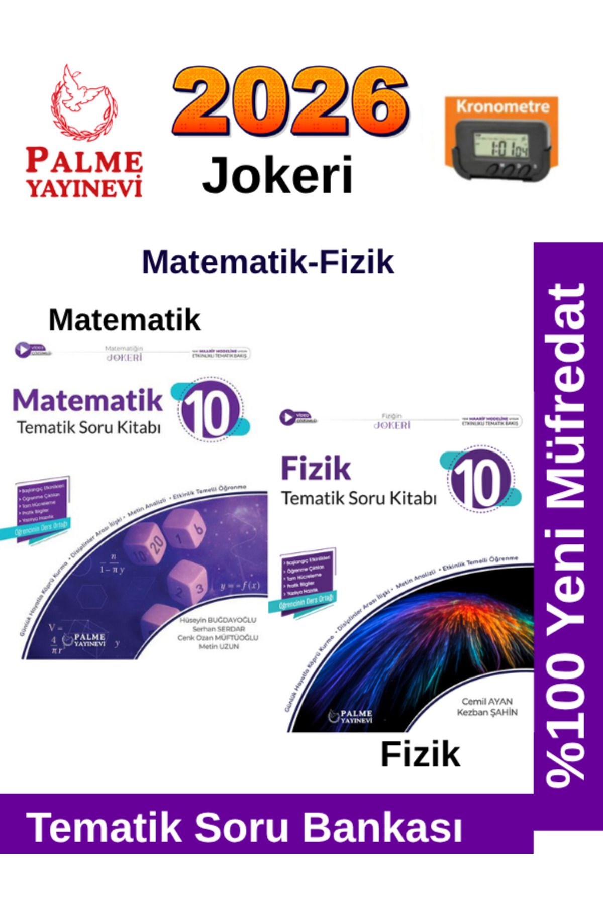 Palme Yayınevi 2026 10.Sınıf Matematik-Fizik %100 Yeni Müfredat Tematik Soru Bankası+Kronometre