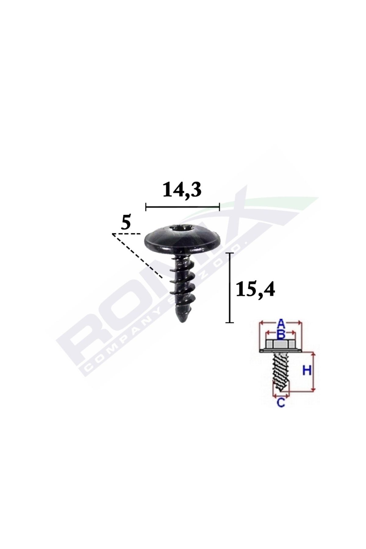 ROMİX-Fixing Screw For Audi,Vw,Skoda5X15.4Mm Set 10 Pcs 2