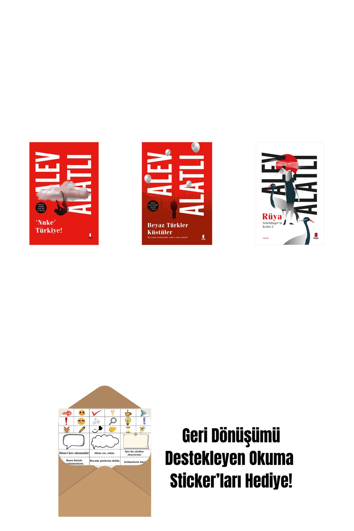 Everest Yayınları Nuke Türkiye + Beyaz Türkler Küstüler + Schrödinger’in Kedisi 2 - Rüya + Okuma Sticker'ları