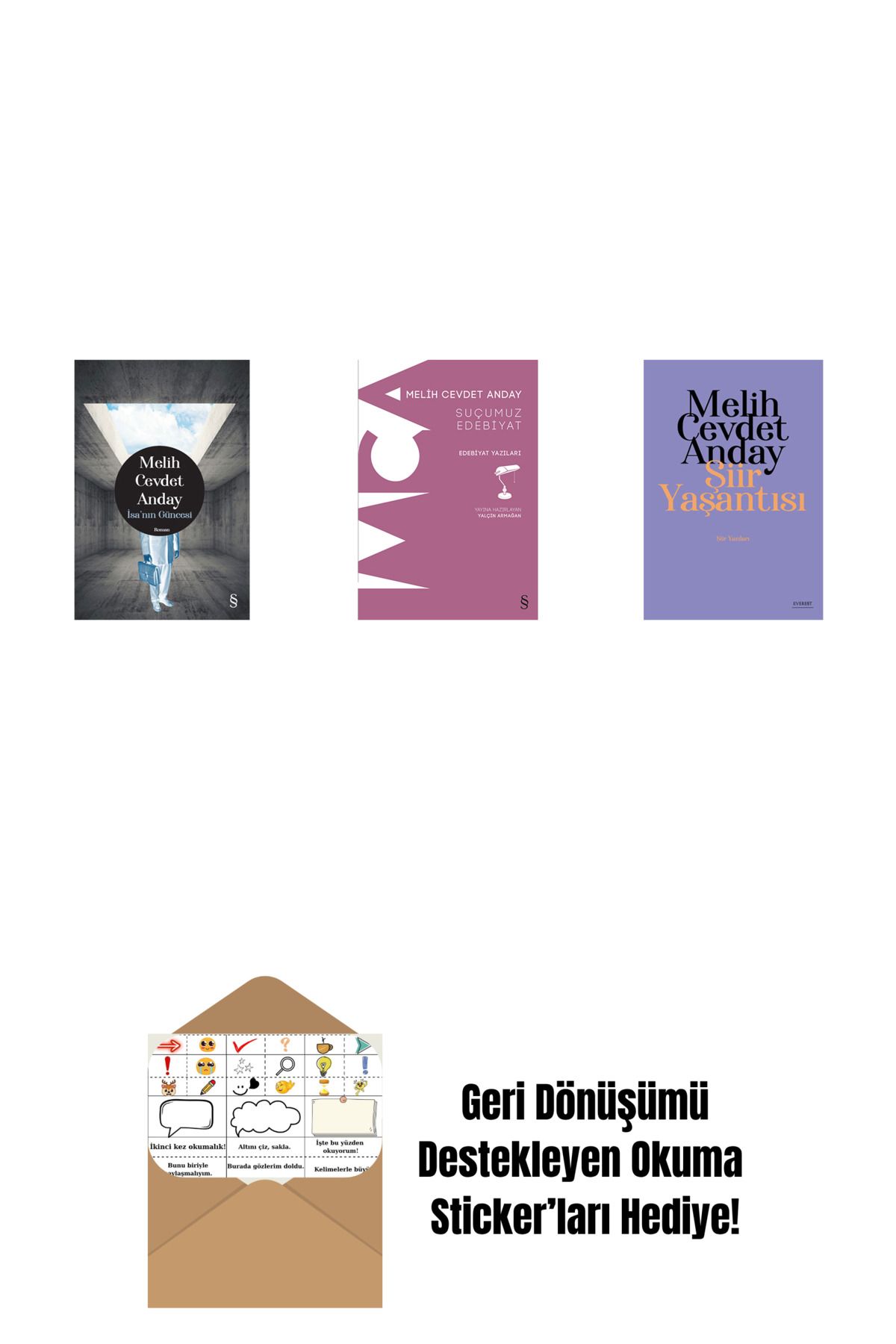 Everest Yayınları İsa’nın Güncesi (Ciltli) + Suçumuz Edebiyat + Şiir Yaşantısı - Şiir Yazıları + Okuma Sticker'ları