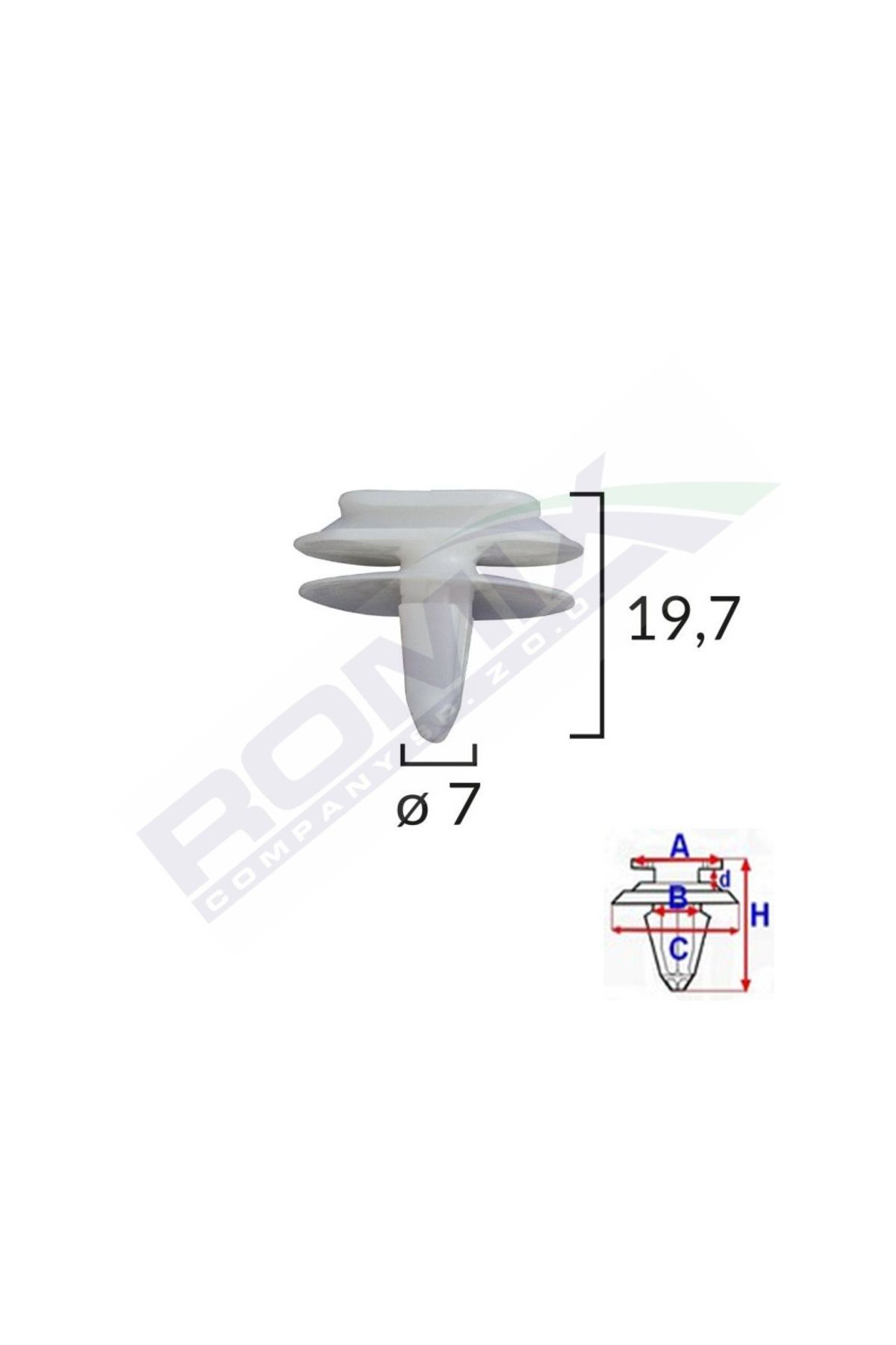 ROMİX-Exterior Element Fixing Clips For Renault 7X19.7Mm - White Set of 10 Pieces 2