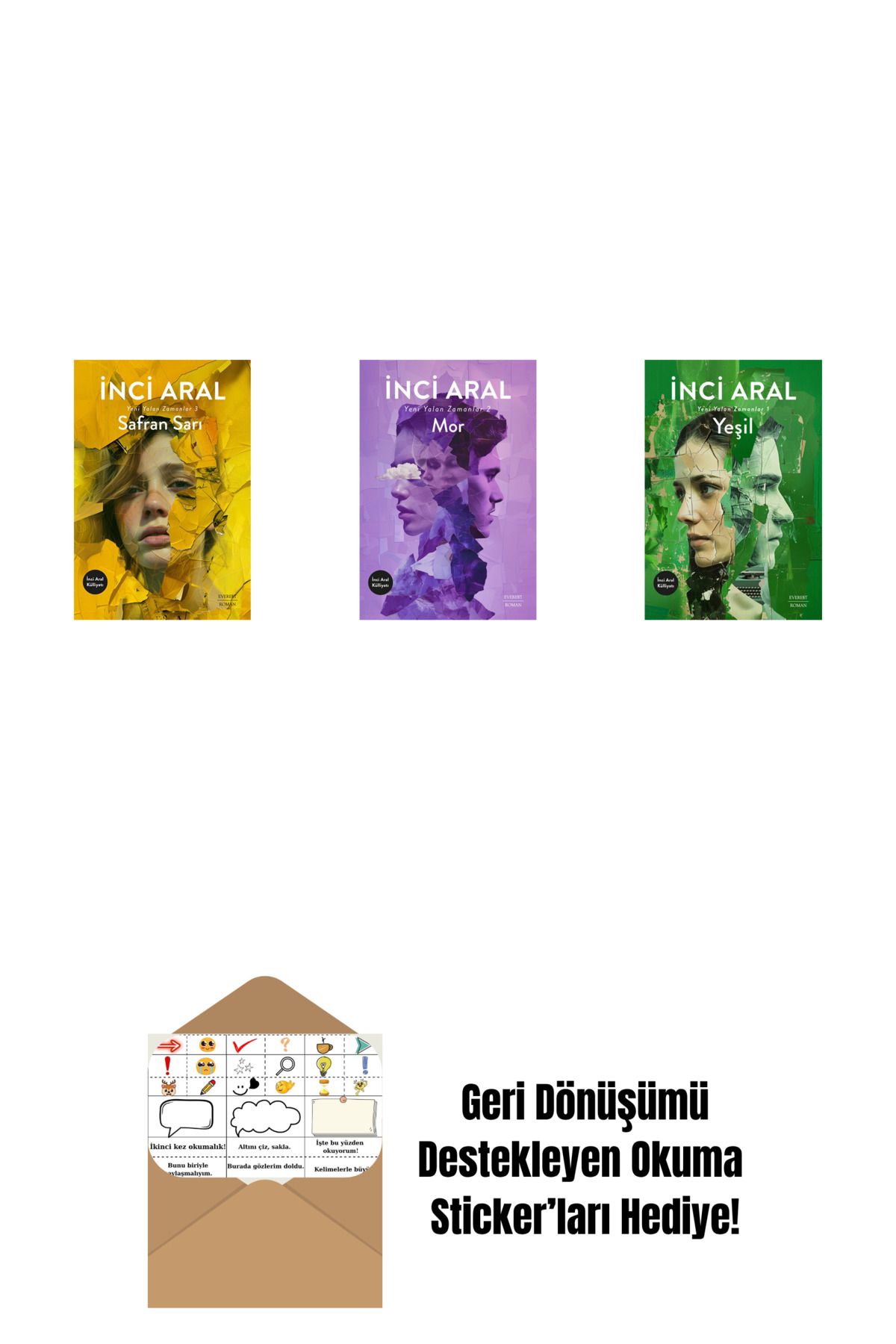 Everest Yayınları Safran Sarı + Mor + Yeşil + Okuma Sticker'ları
