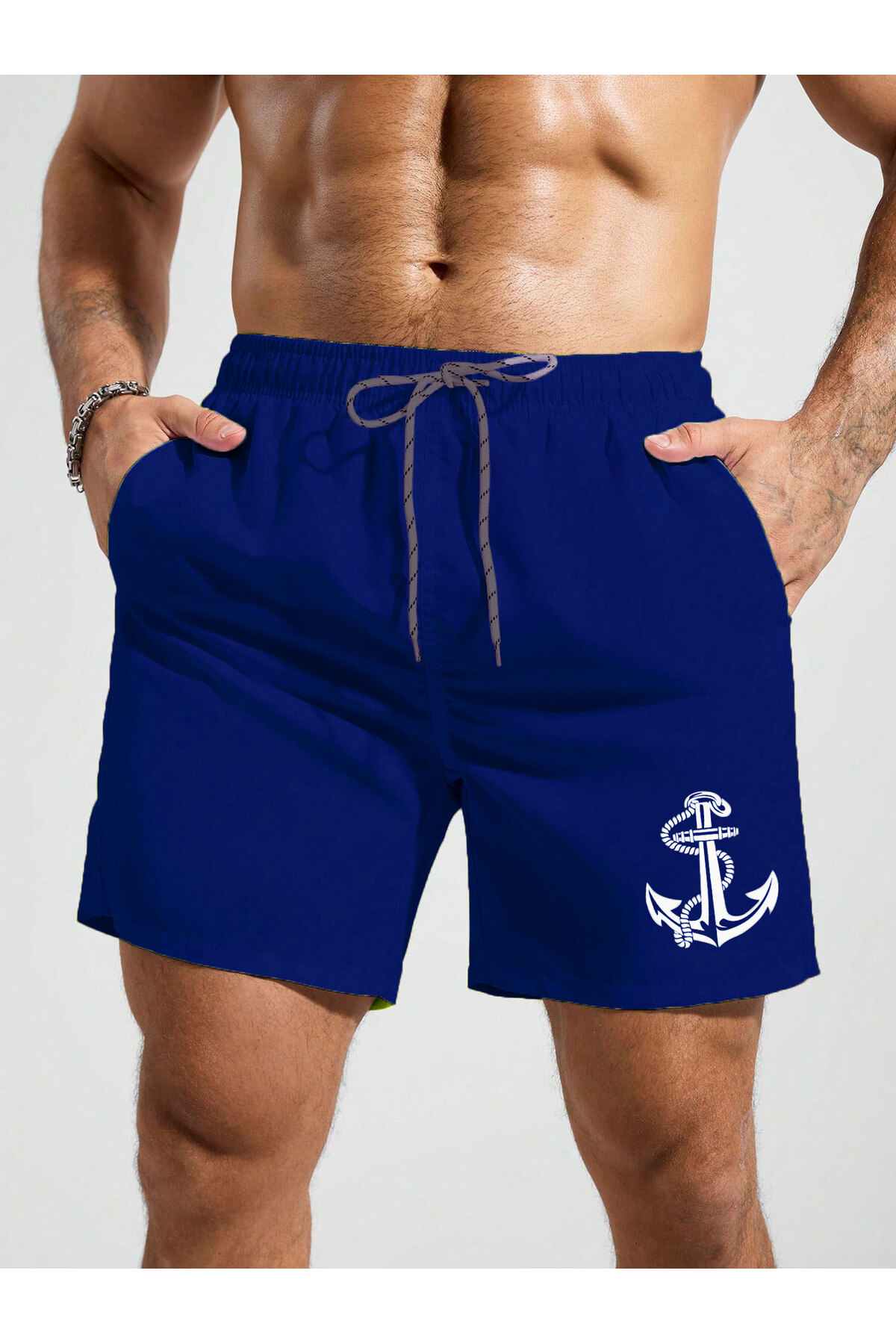 MEYASU Saks Blue Men's Basic Standard Size Swimsuit Swim Shorts