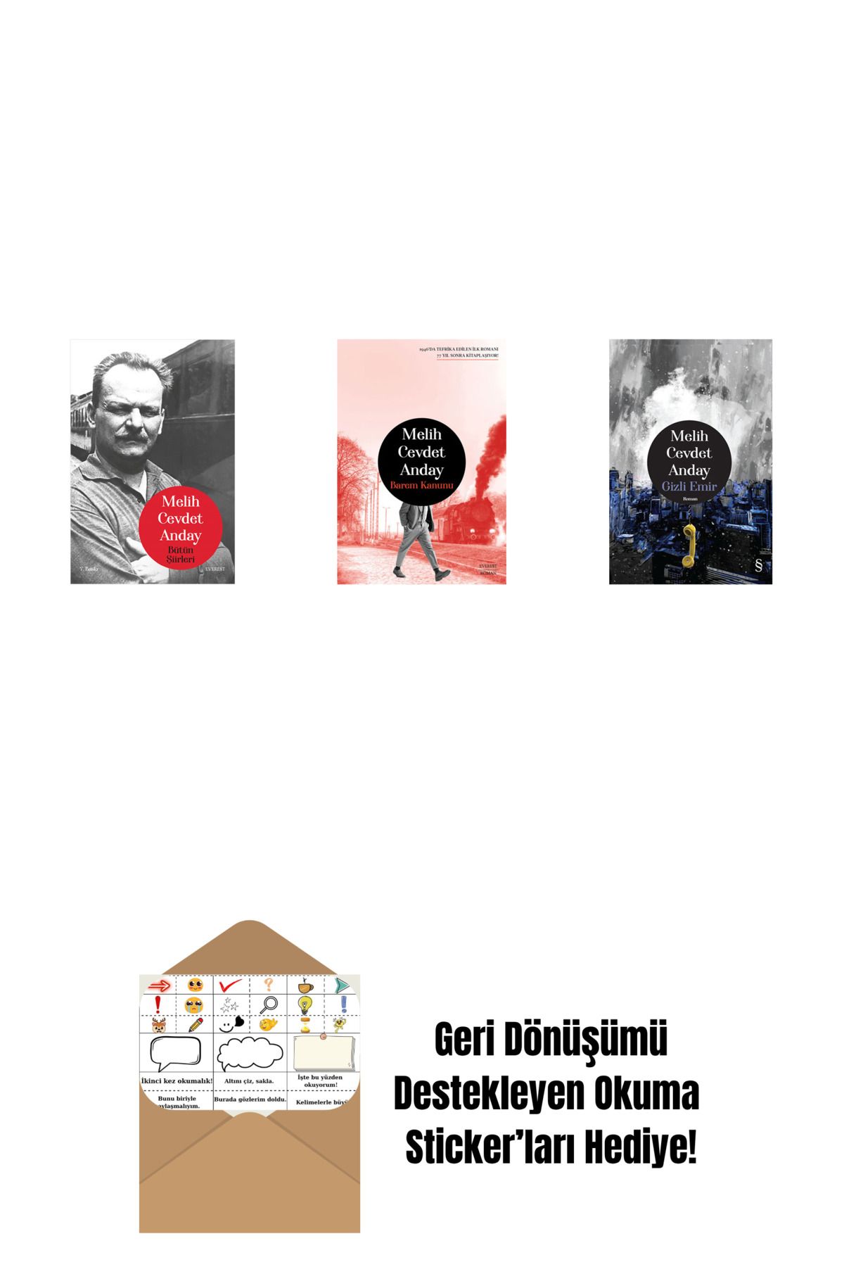 Everest Yayınları Melih Cevdet Anday - Bütün Şiirleri + Barem Kanunu + Gizli Emir (Ciltli) + Okuma Sticker'ları